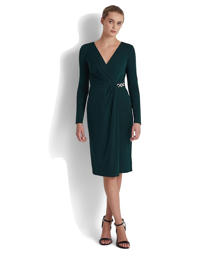LAUREN Ralph Lauren Jersey Surplice Cocktail Dress