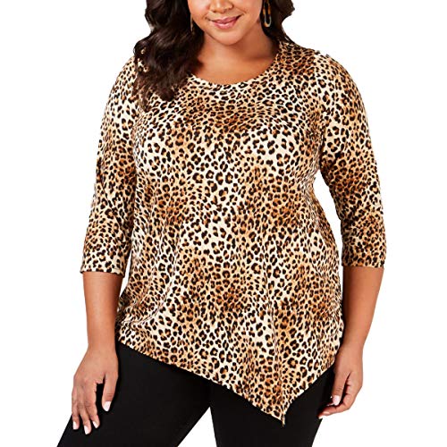 Plus Size Printed Asymmetrical-Hem Top