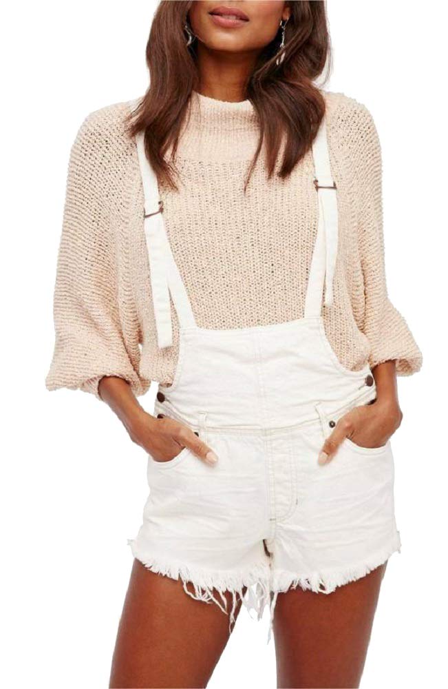 Free People Womens Strappy Overalls Shortalls (White, 26)
