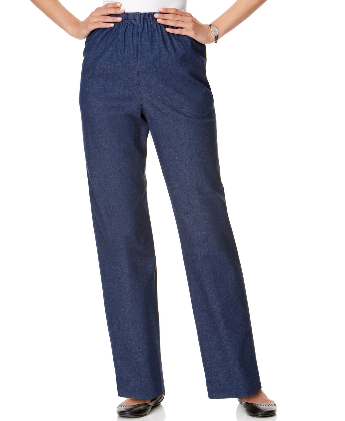 Classics Denim Pull-On Straight-Leg Pants