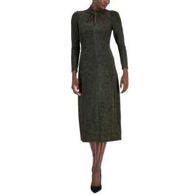 Womens Twist Front Long Cocktail and Party Dress