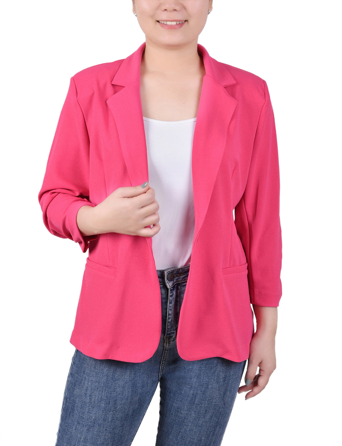 Petite 3/4 Sleeve Scuba Crepe Blazer