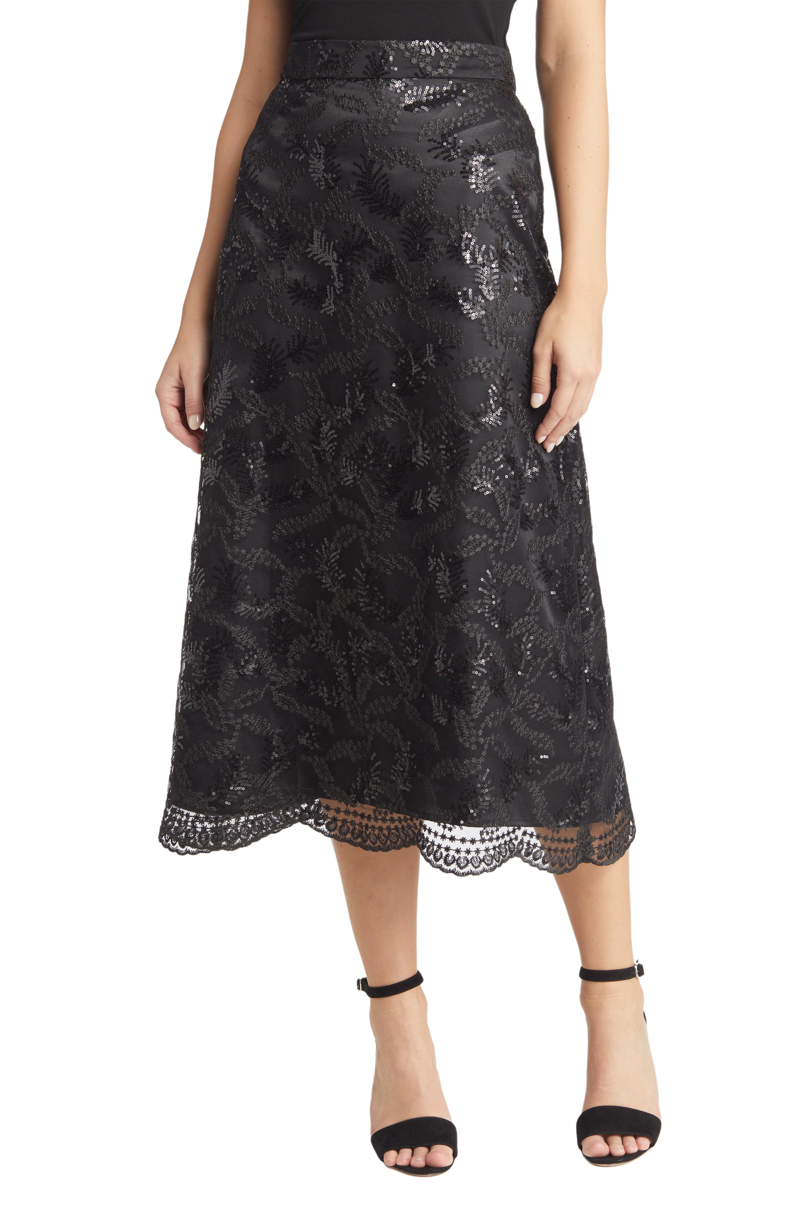 Women's A-Line Embellished Midi Skirt