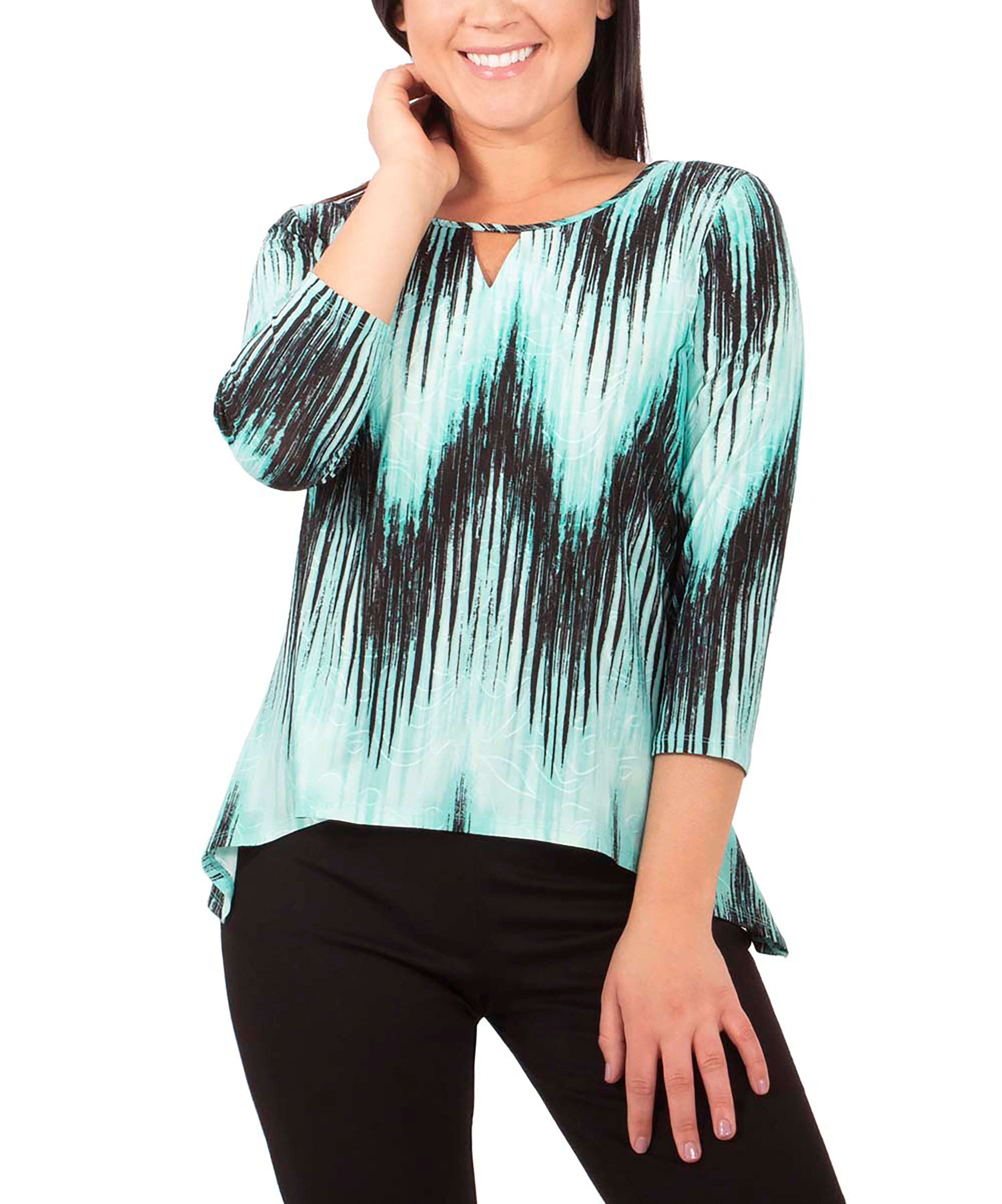 Plus Size 3/4 Sleeve Hi Lo Hem Top