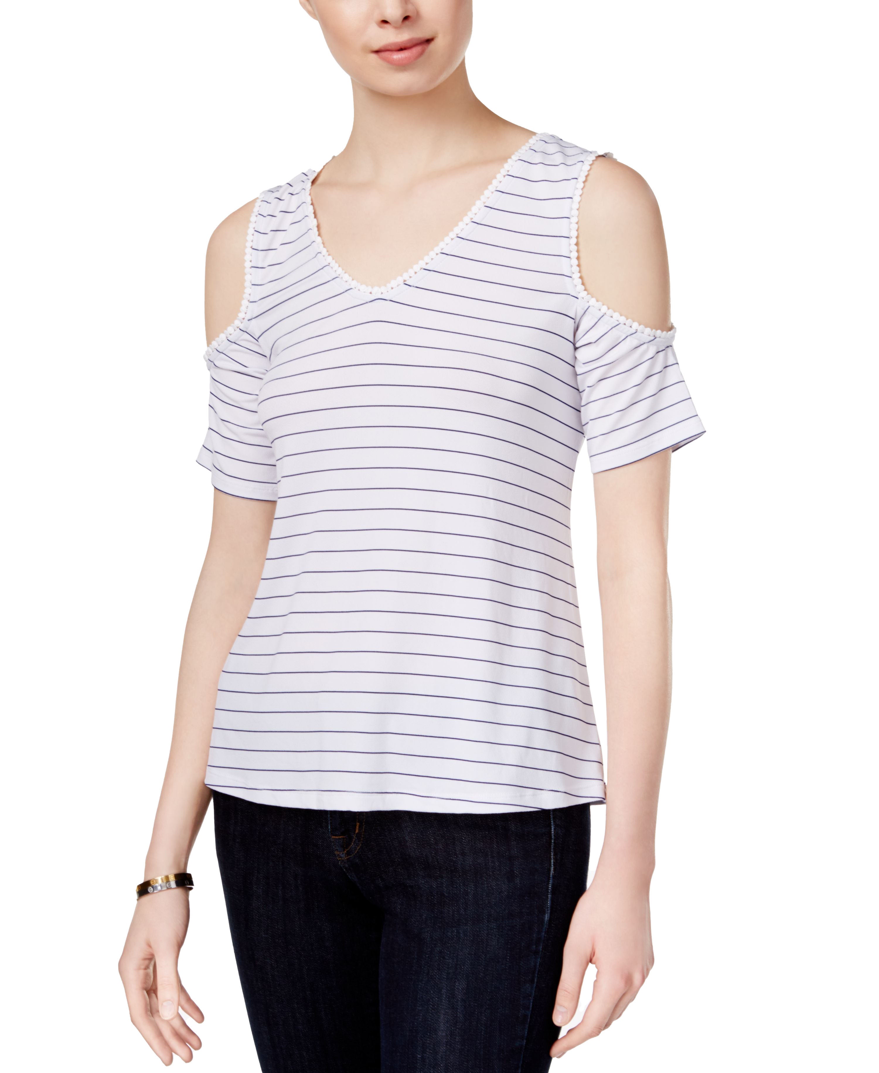 Maison Jules Crisscross Back Cold Shoulder Top