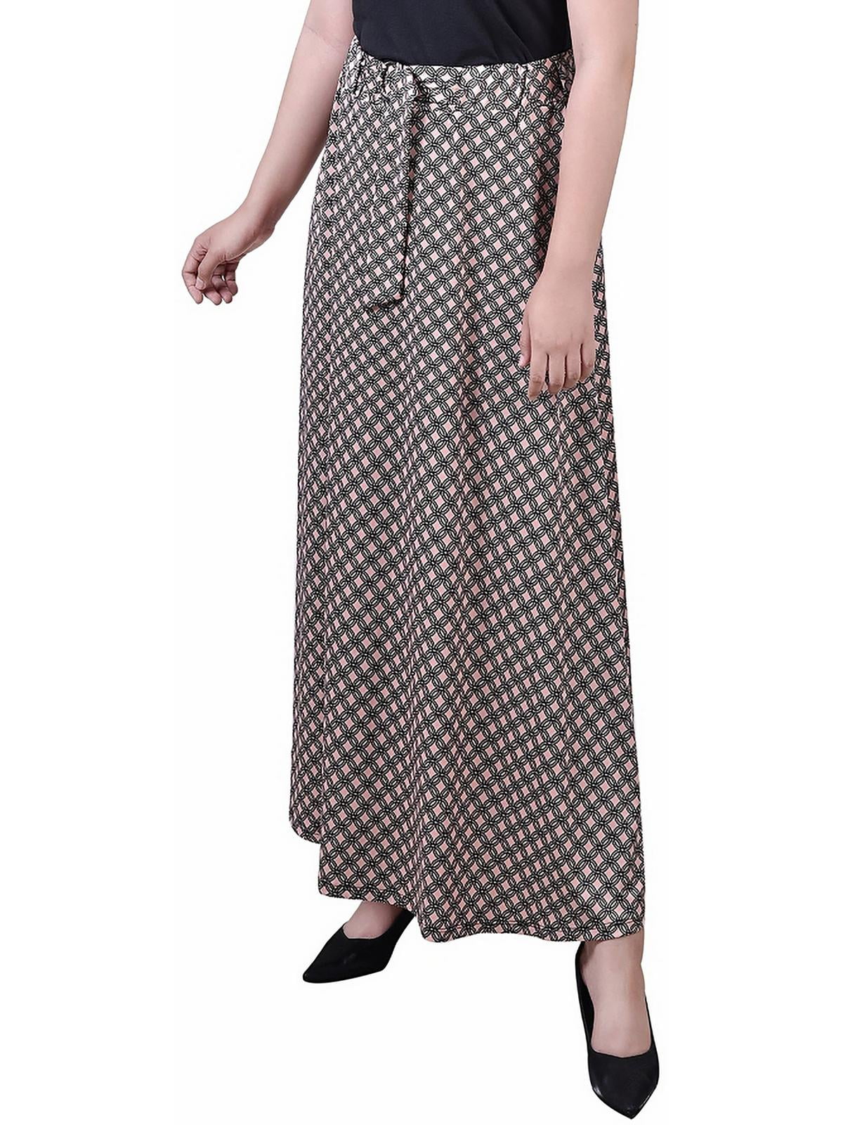 Petite Printed Belted Maxi Skirt