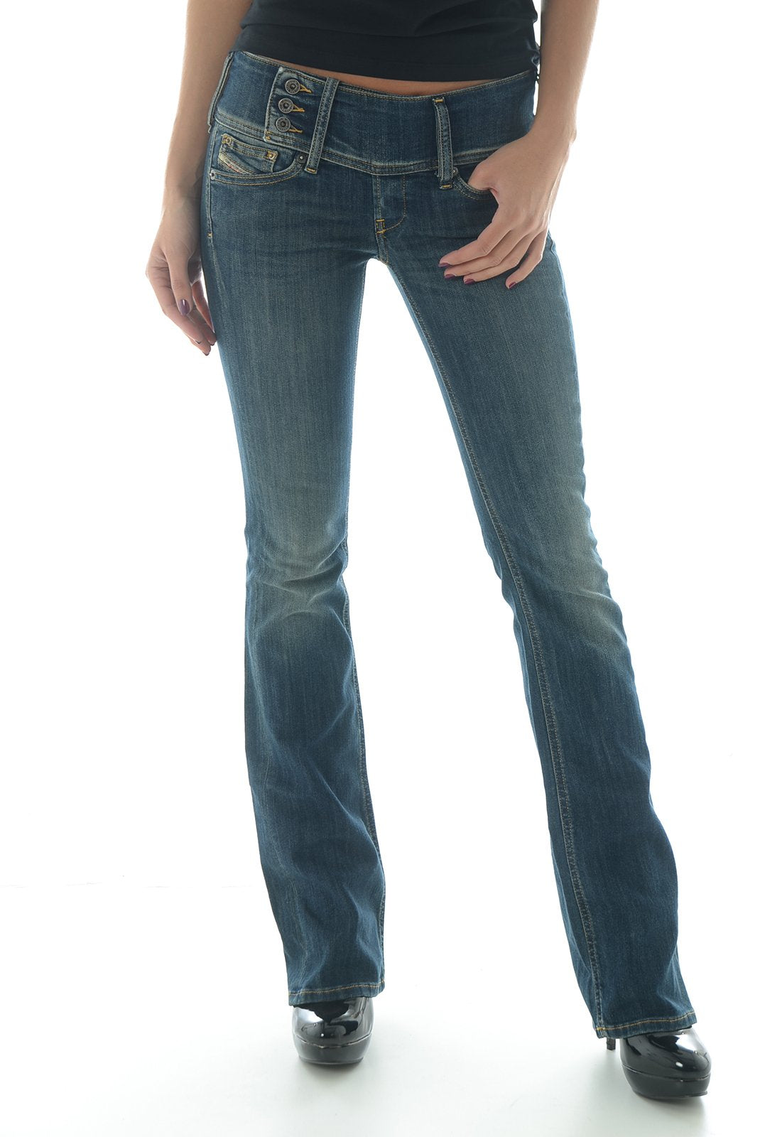 Diesel Blue Womens Cherock Slim Boot Cut Jeans