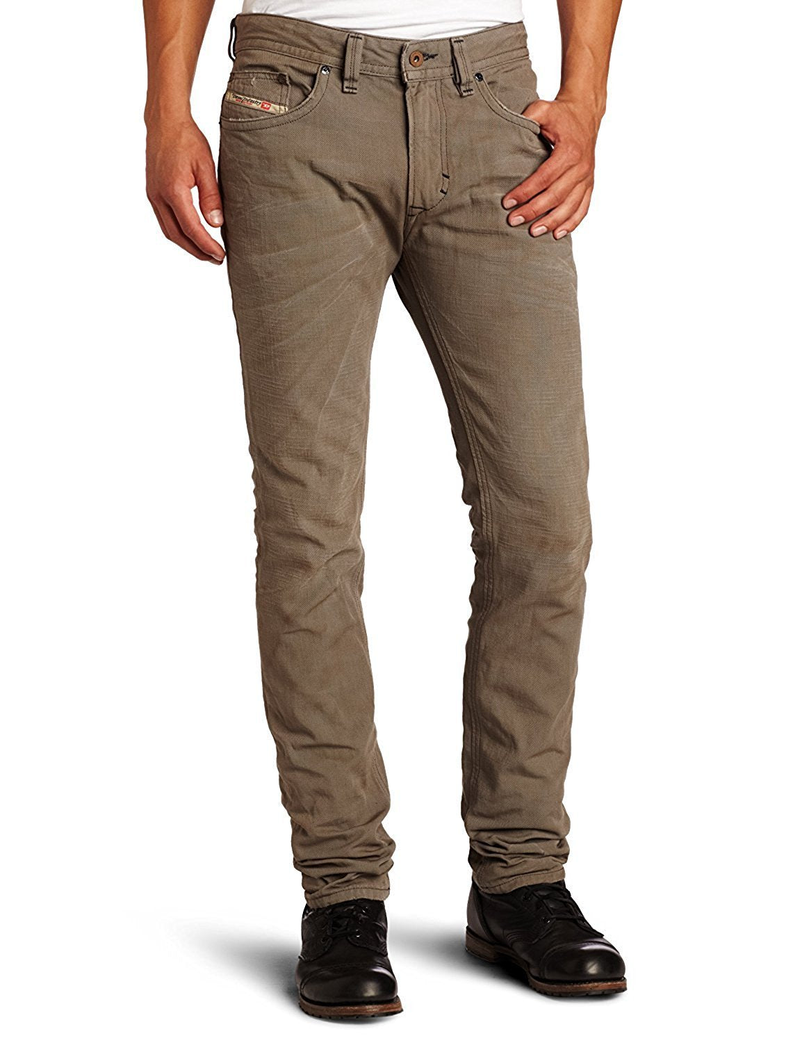 Diesel Men's Thavar Skinny Straight Leg Jean, Stone/Grey