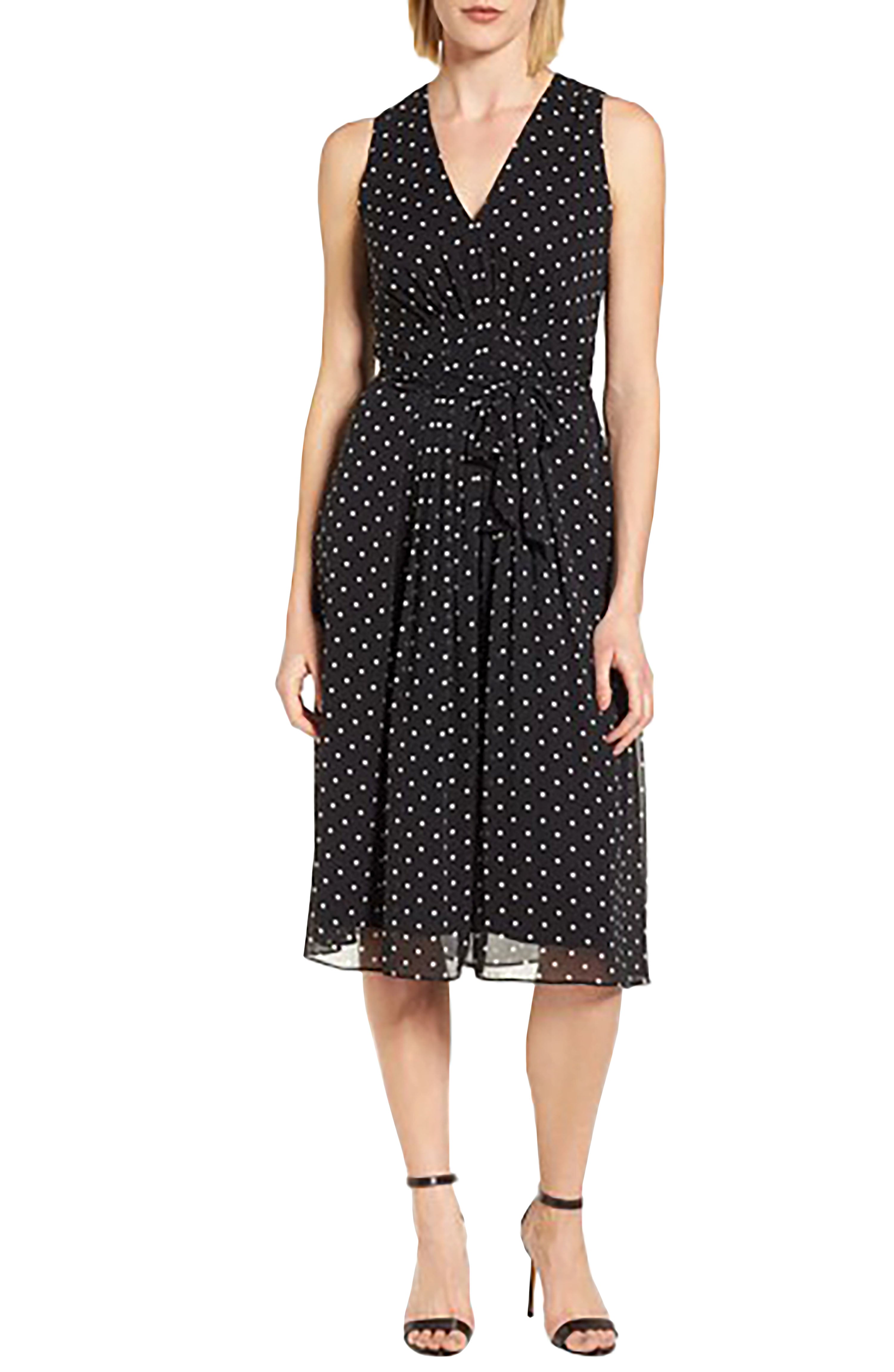 Anne Klein Women's Anne Klein New York Dotted Chiffon Dress Black 4