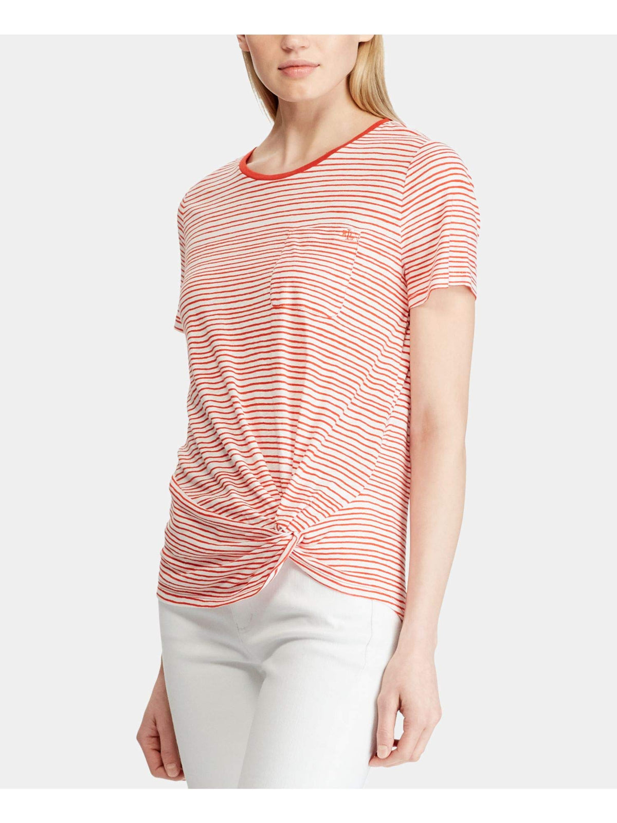 Lauren Ralph Lauren Stripe Print Twist Knot T-Shirt