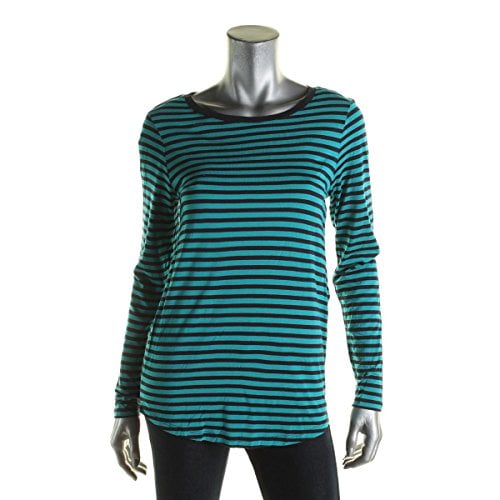 Michael Kors Womens Striped Hi-Low Long Sleeve Casual Top