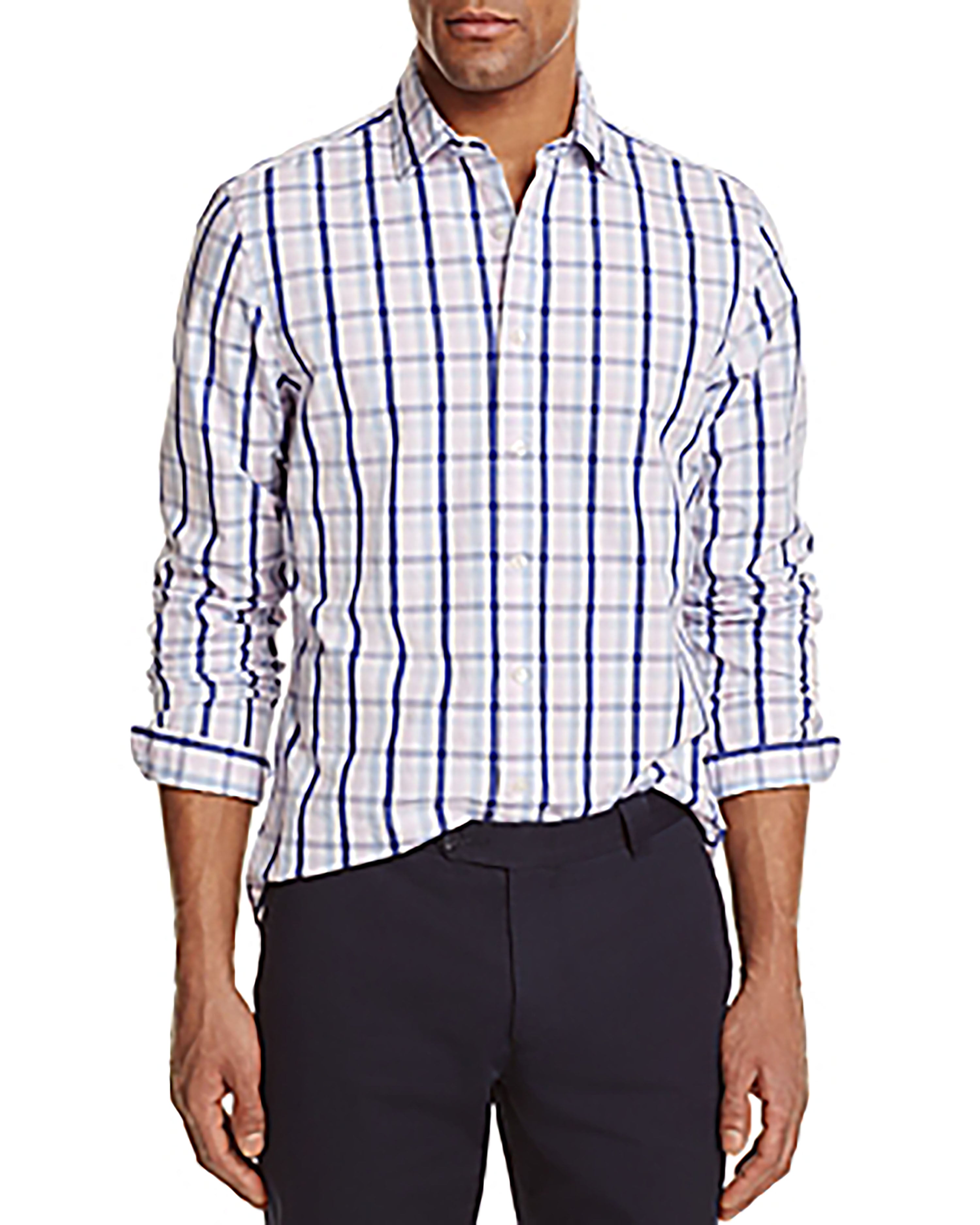 Bloomingdales the Men's Store Pink Check Regular Fit Button-Down Pale Pink Shirt XL