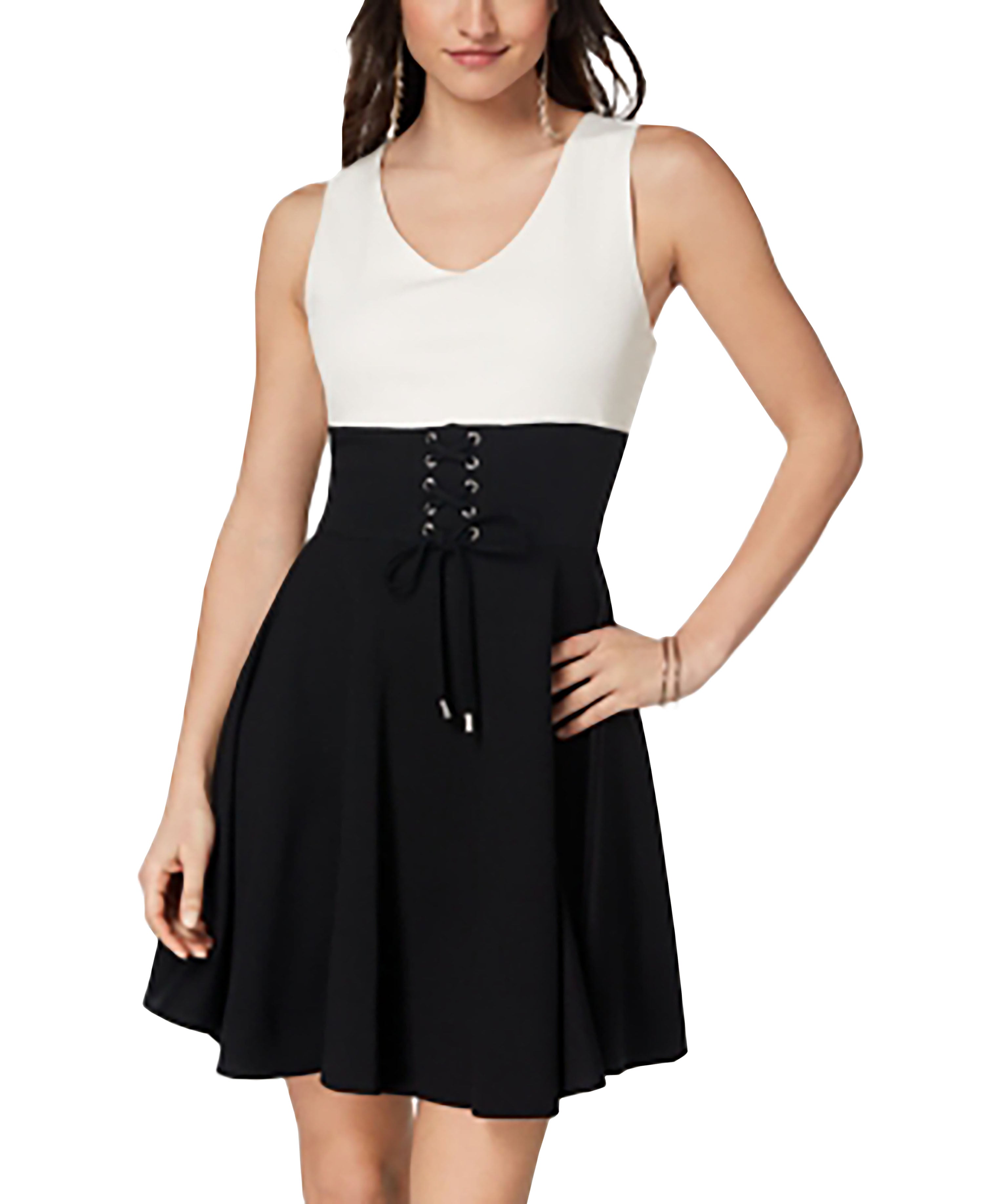 XOXO Womens Juniors Corset Fit Mini Party Dress Black/White XX-Large
