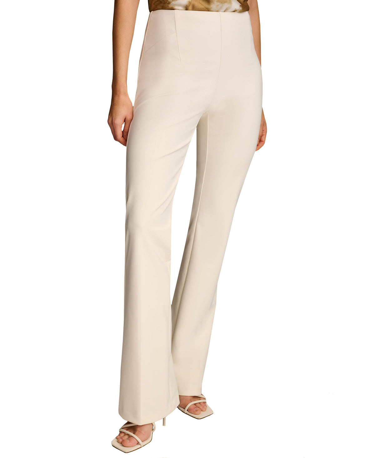 Donna Karan Women's High-Rise Side-Zip Pants Cream 10