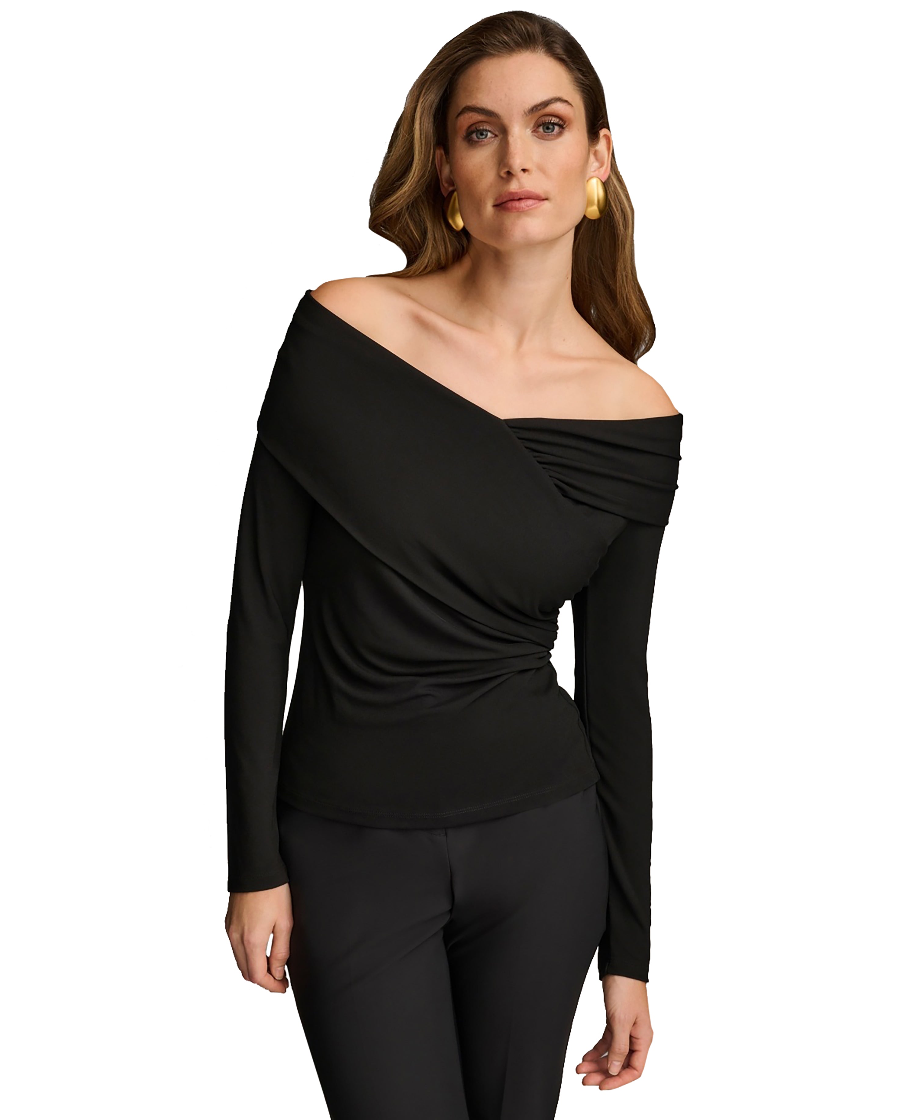 Donna Karan Women's Off-The-Shoulder Long-Sleeve Top