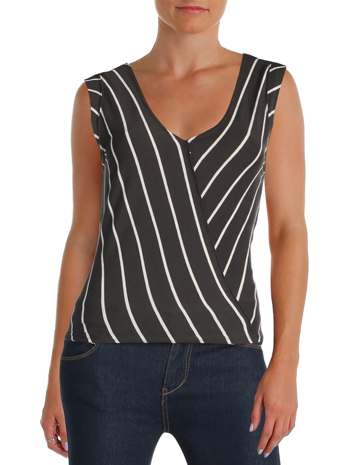 Free People Womens Memphis Surplice Tank Top, Black, Medium