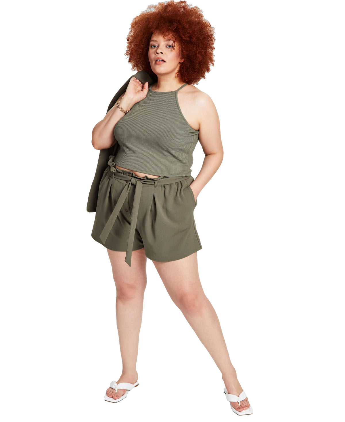 Bar III Trendy Plus Size High Rise Shorts
