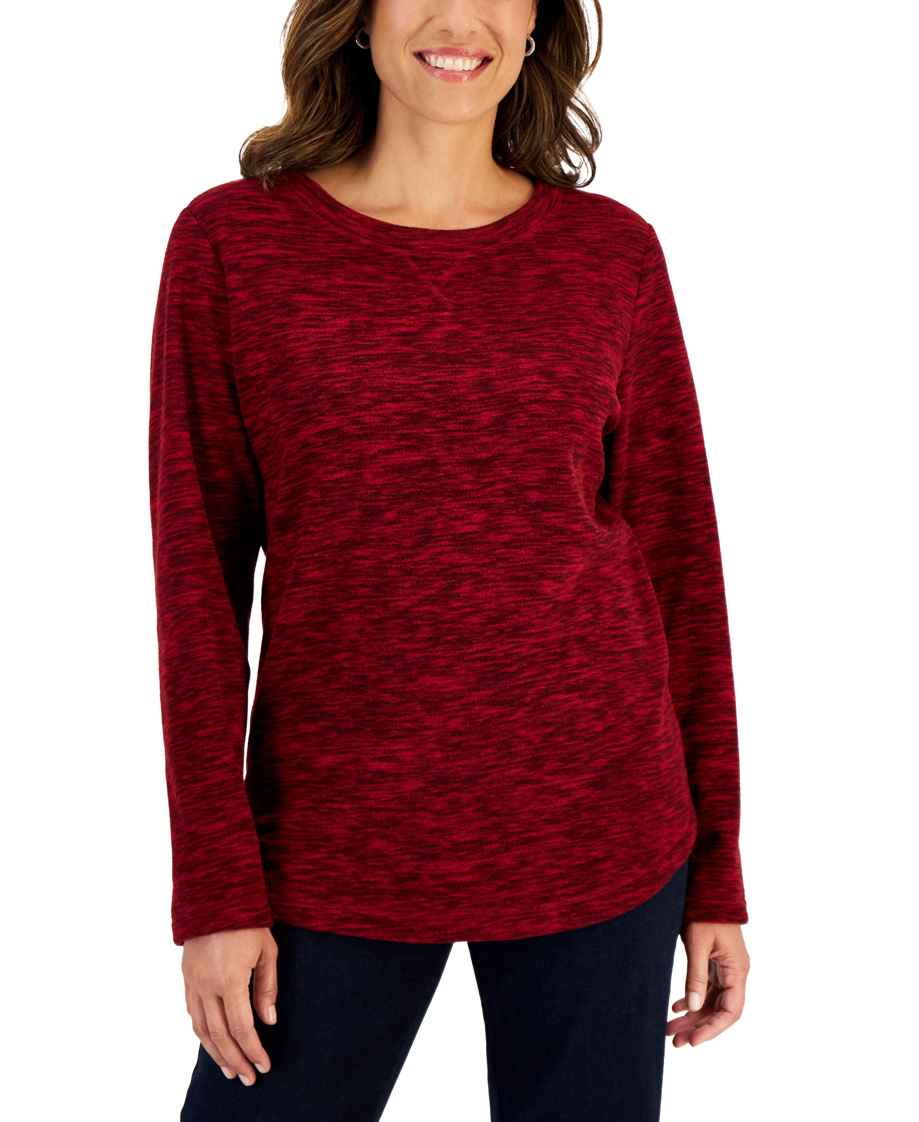 Petite Space-Dyed Microfleece Pullover