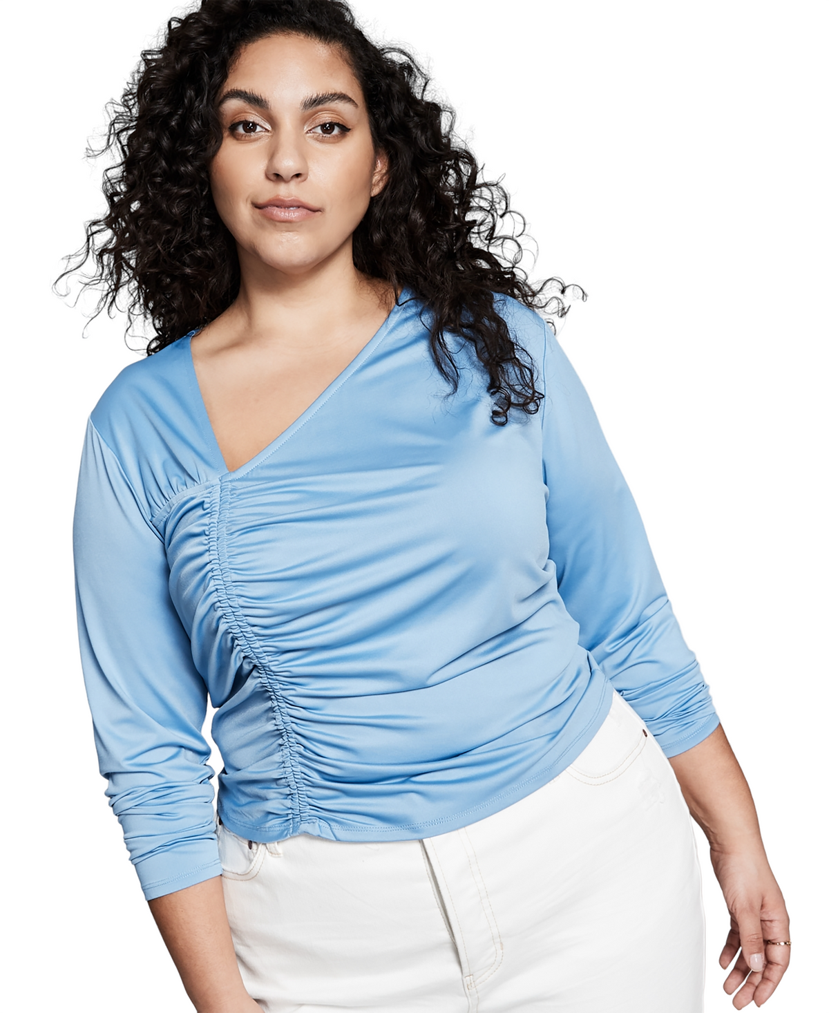 Now This Trendy Plus Size Asymmetrical Ruched Top