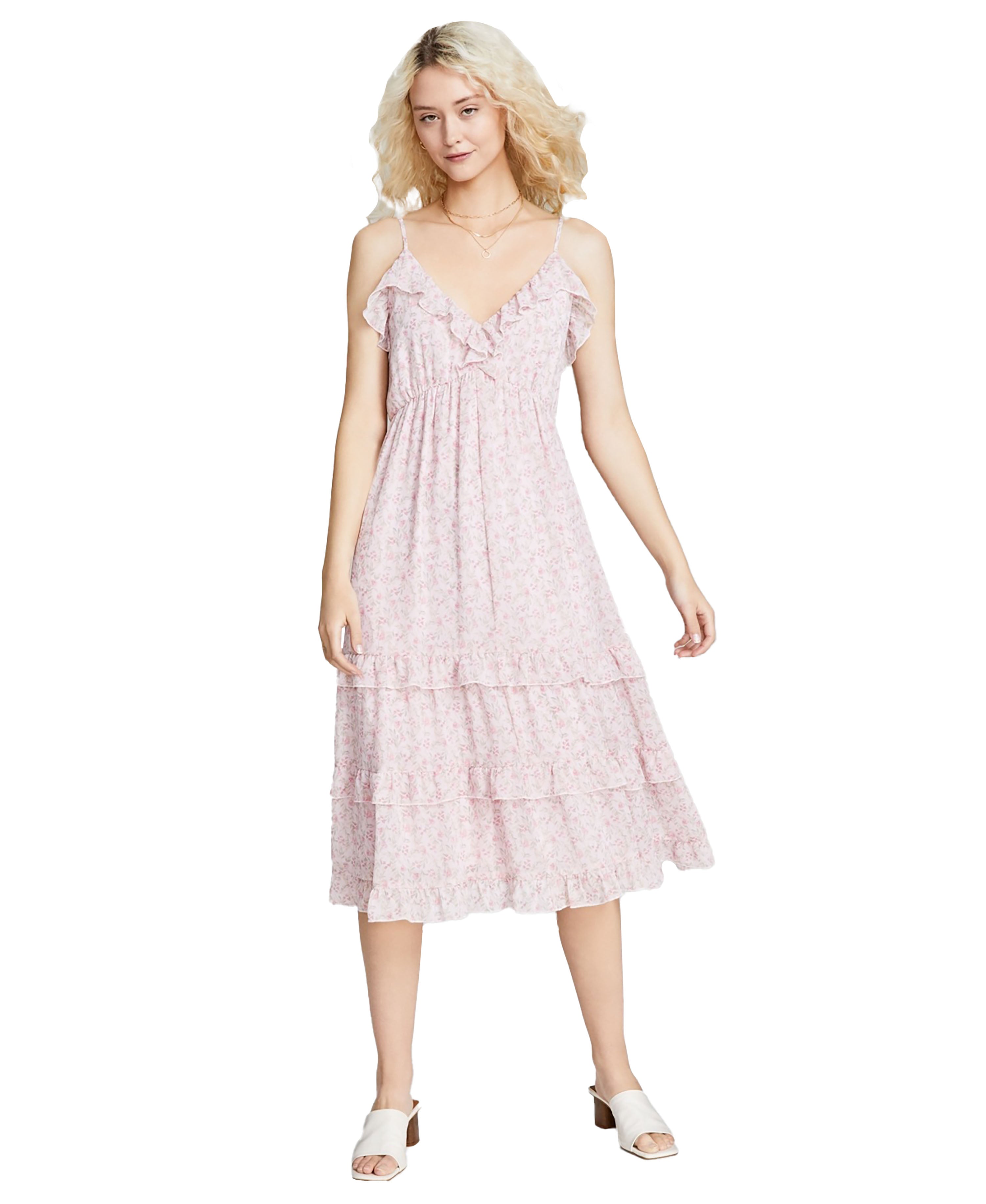 Women's Tiered-Ruffle Sleeveless Midi Dress