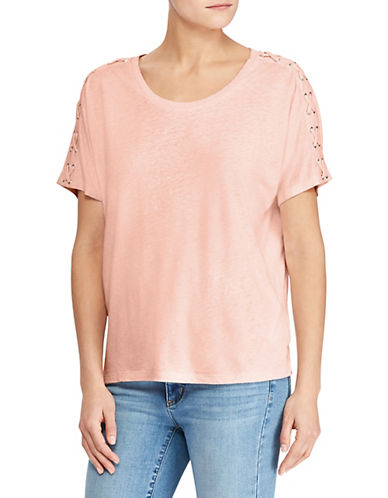 Lauren Ralph Lauren Short-Sleeve Knit Lace-Up Jersey Top