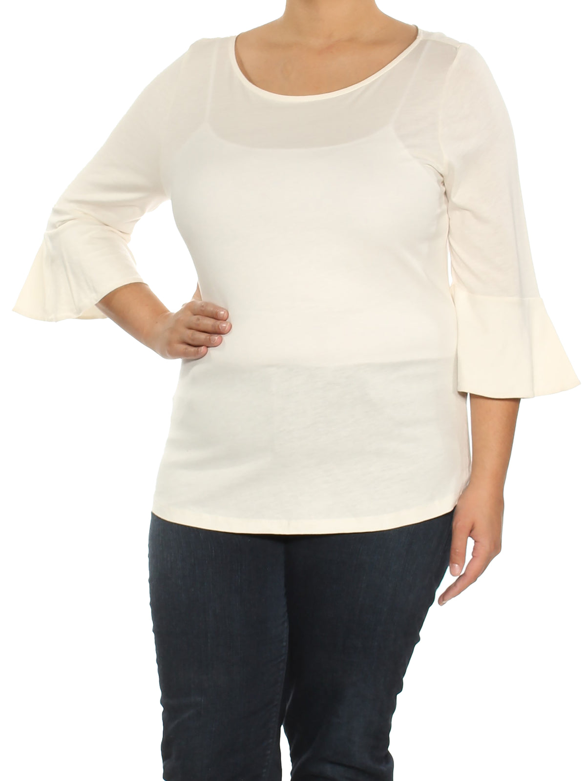 Lauren Ralph Lauren Womens Boat Neck Bell Sleeves Pullover Top