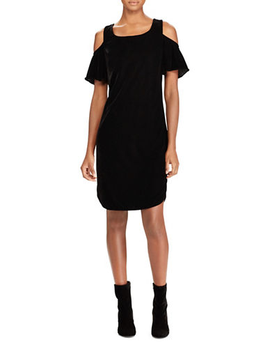Lauren Ralph Lauren Velvet Cold-Shoulder Shift Dress