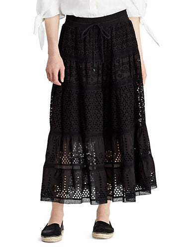 Lauren Ralph Lauren Eyelet Cotton A-Line Skirt