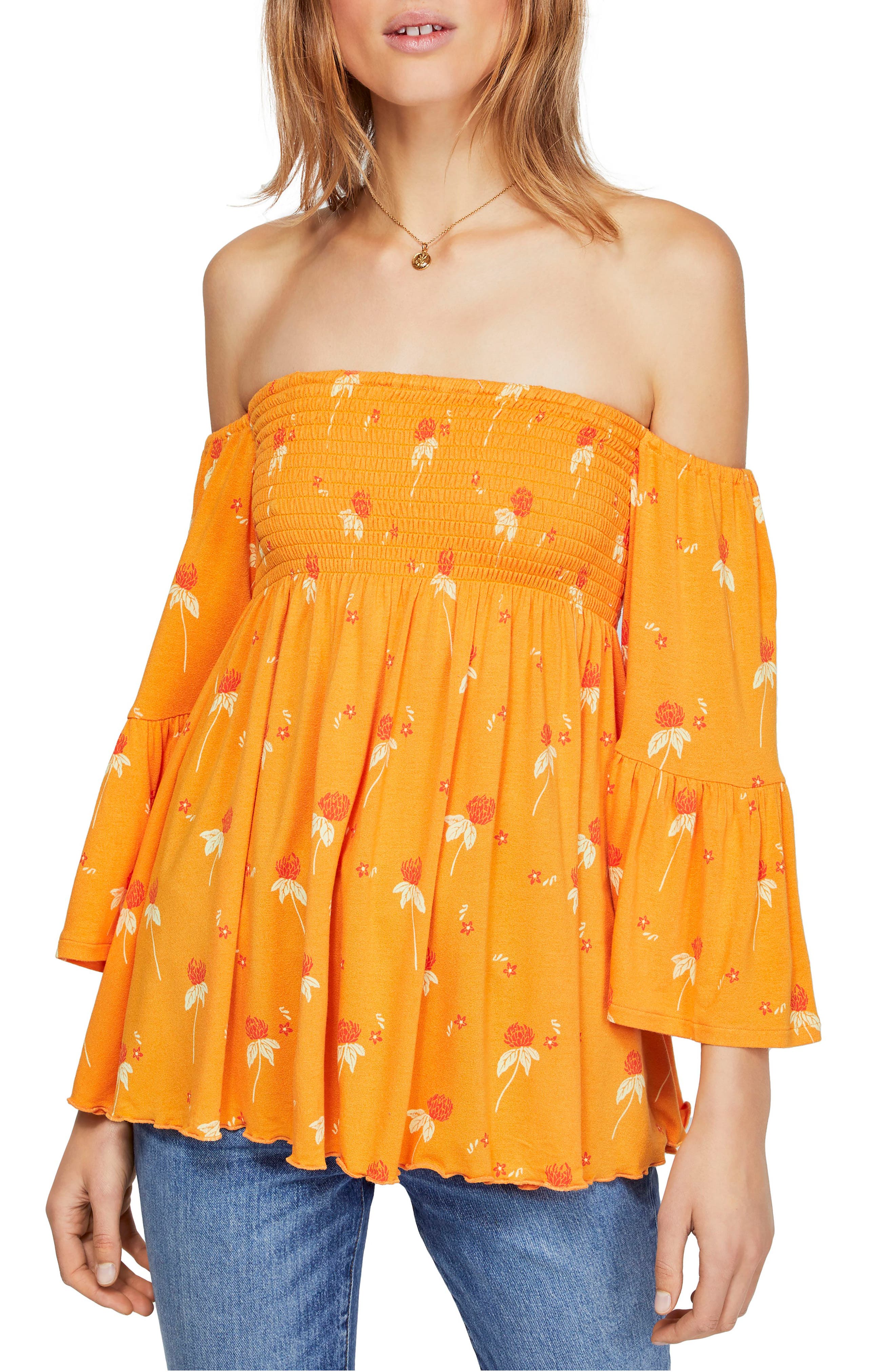 Free People Lana Printed Off The Shoulder Top