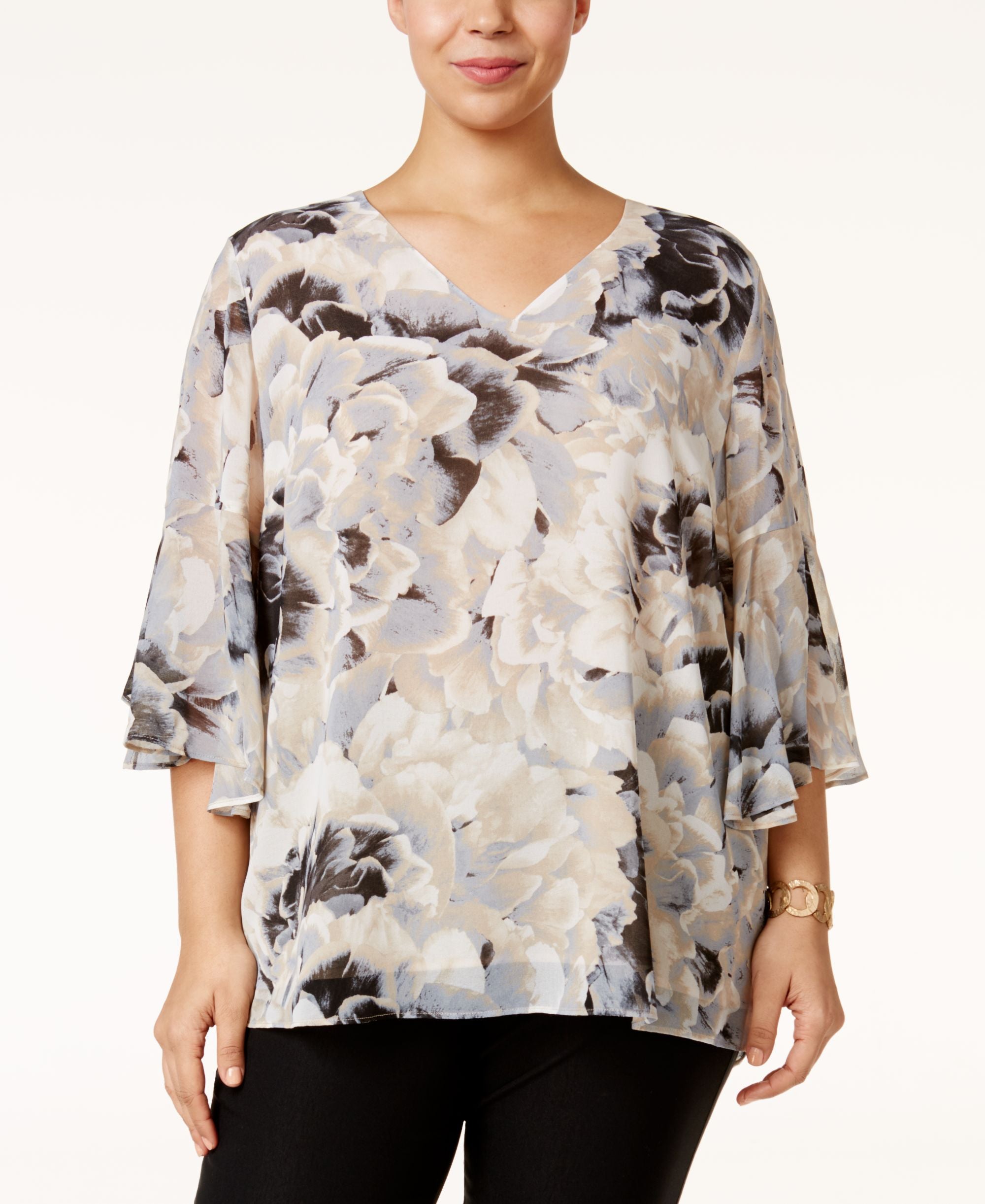 Calvin Klein Plus Size Bell Sleeve Top