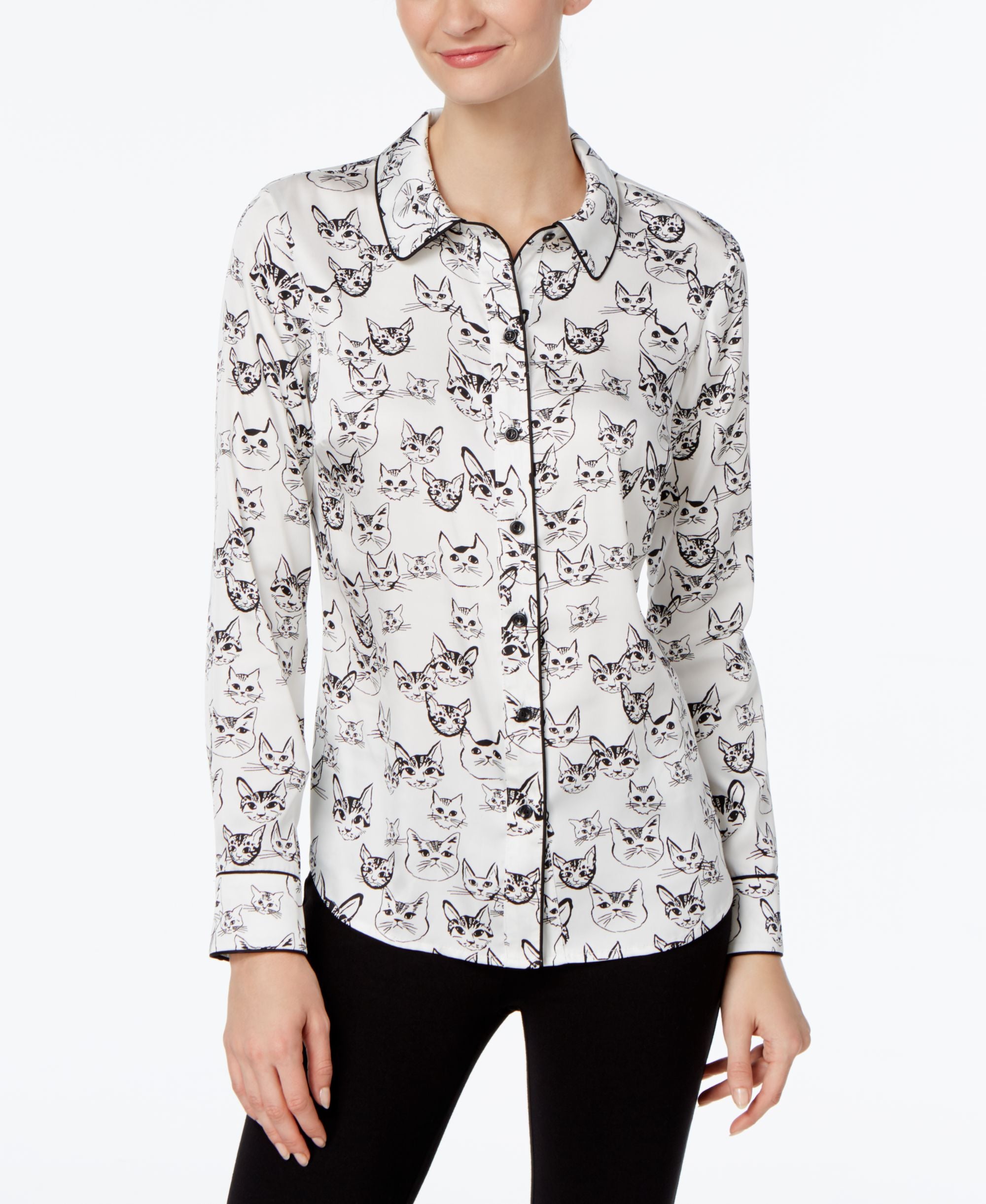 INC International Concepts Cat Print Blouse