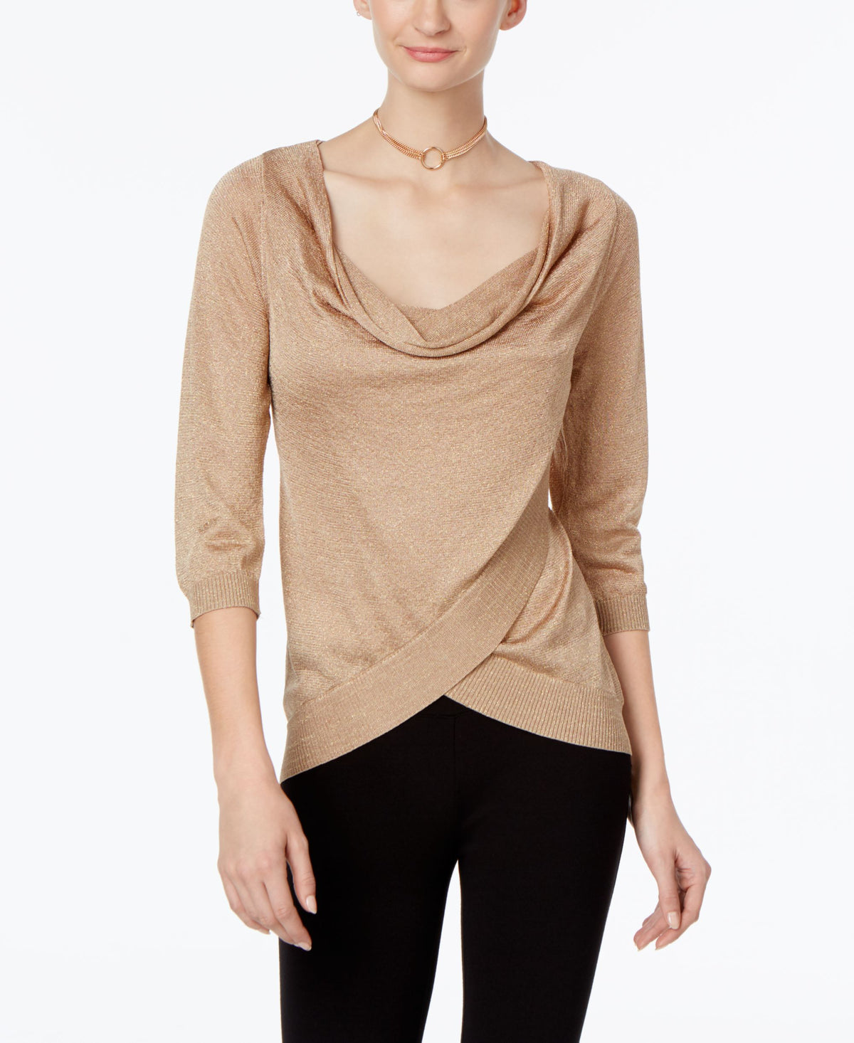 INC International Concepts Draped Metallic Sweater