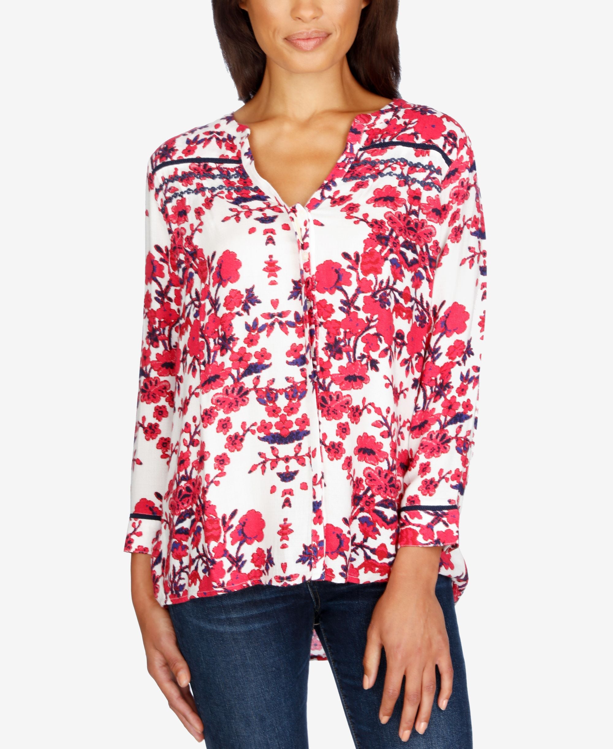 Lucky Brand Vintage Printed High Low Shirt