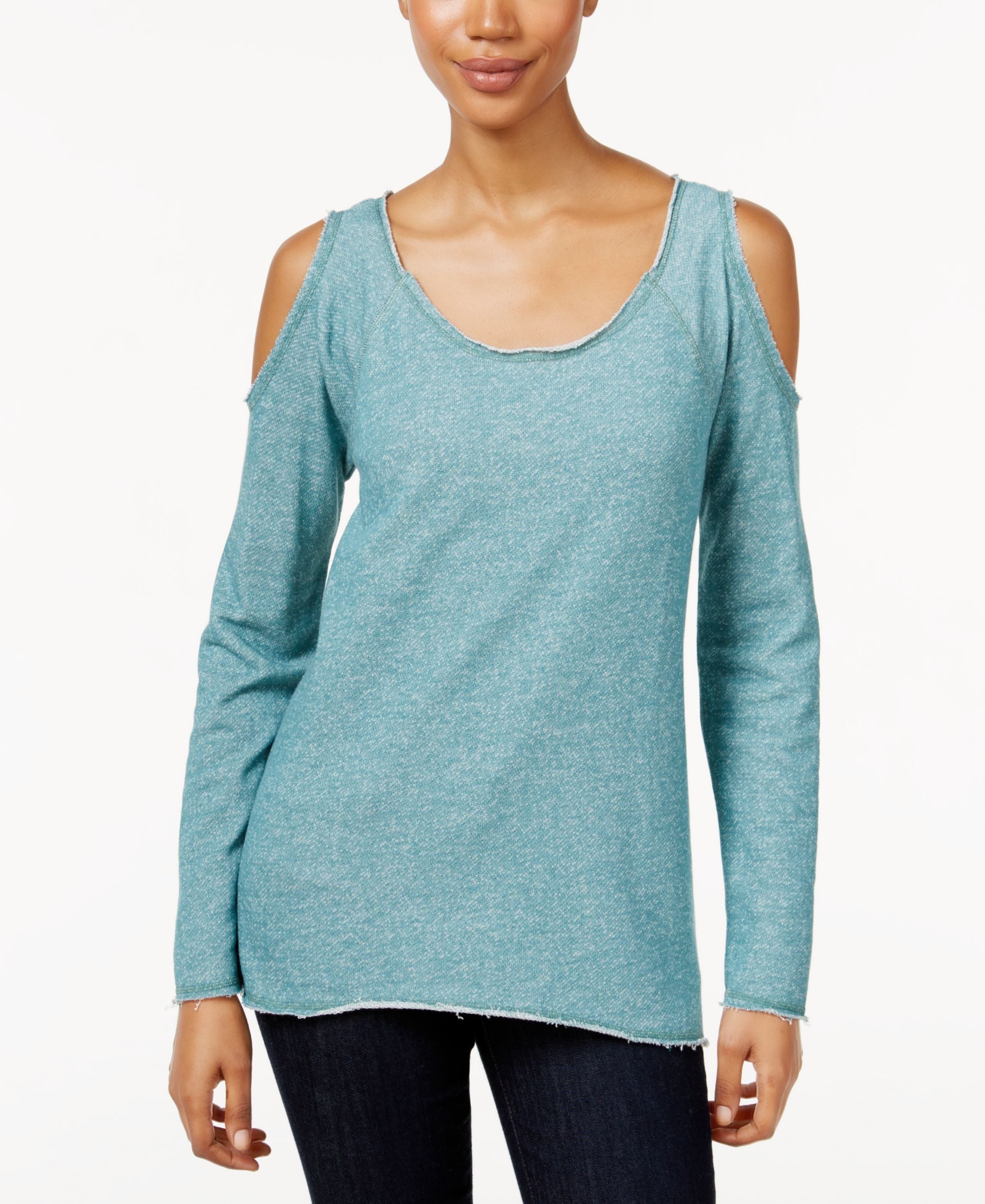 Style & Co Petite Space Dyed Cold Shoulder Top