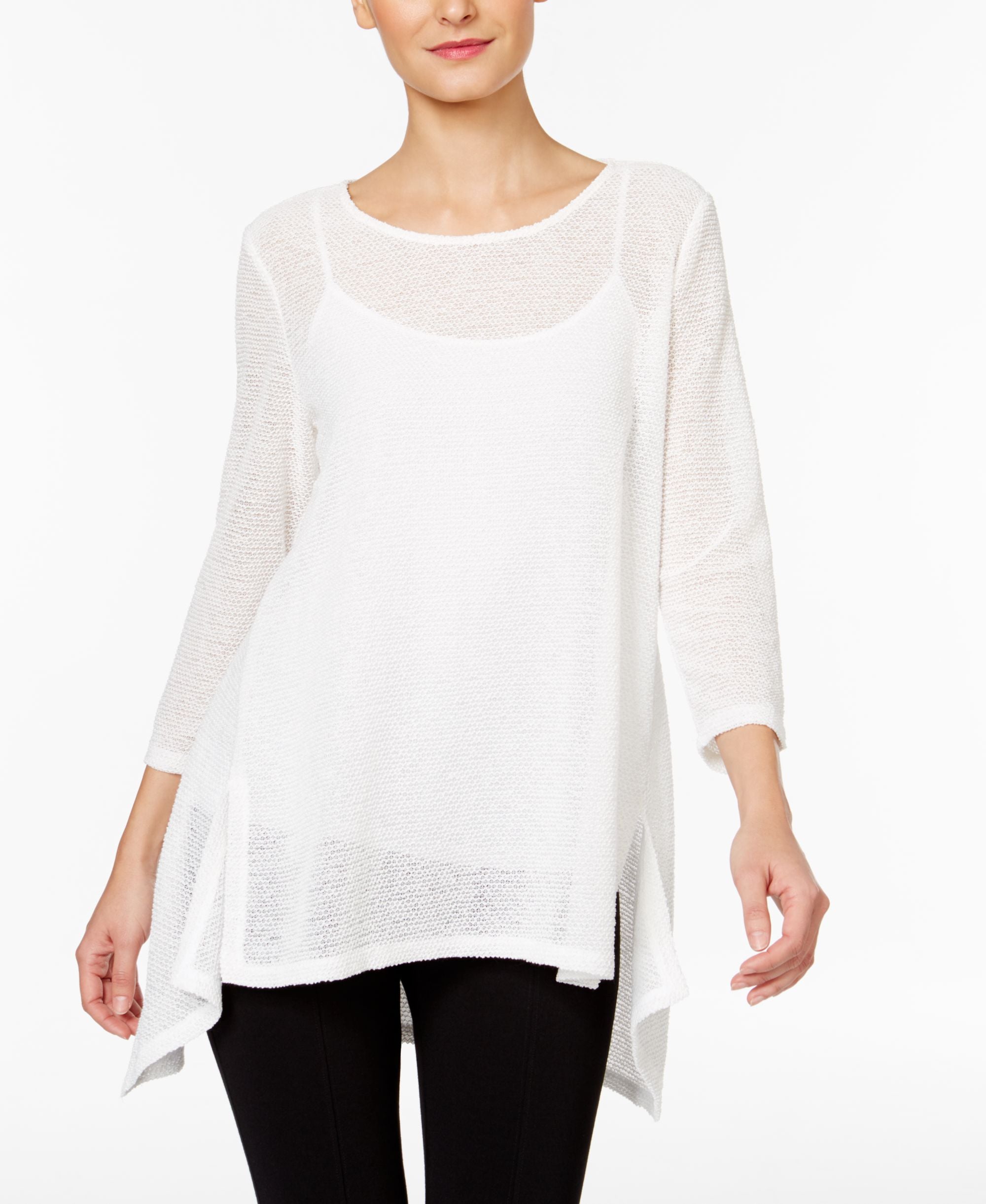 Alfani Petite Draped Knit High Low Top