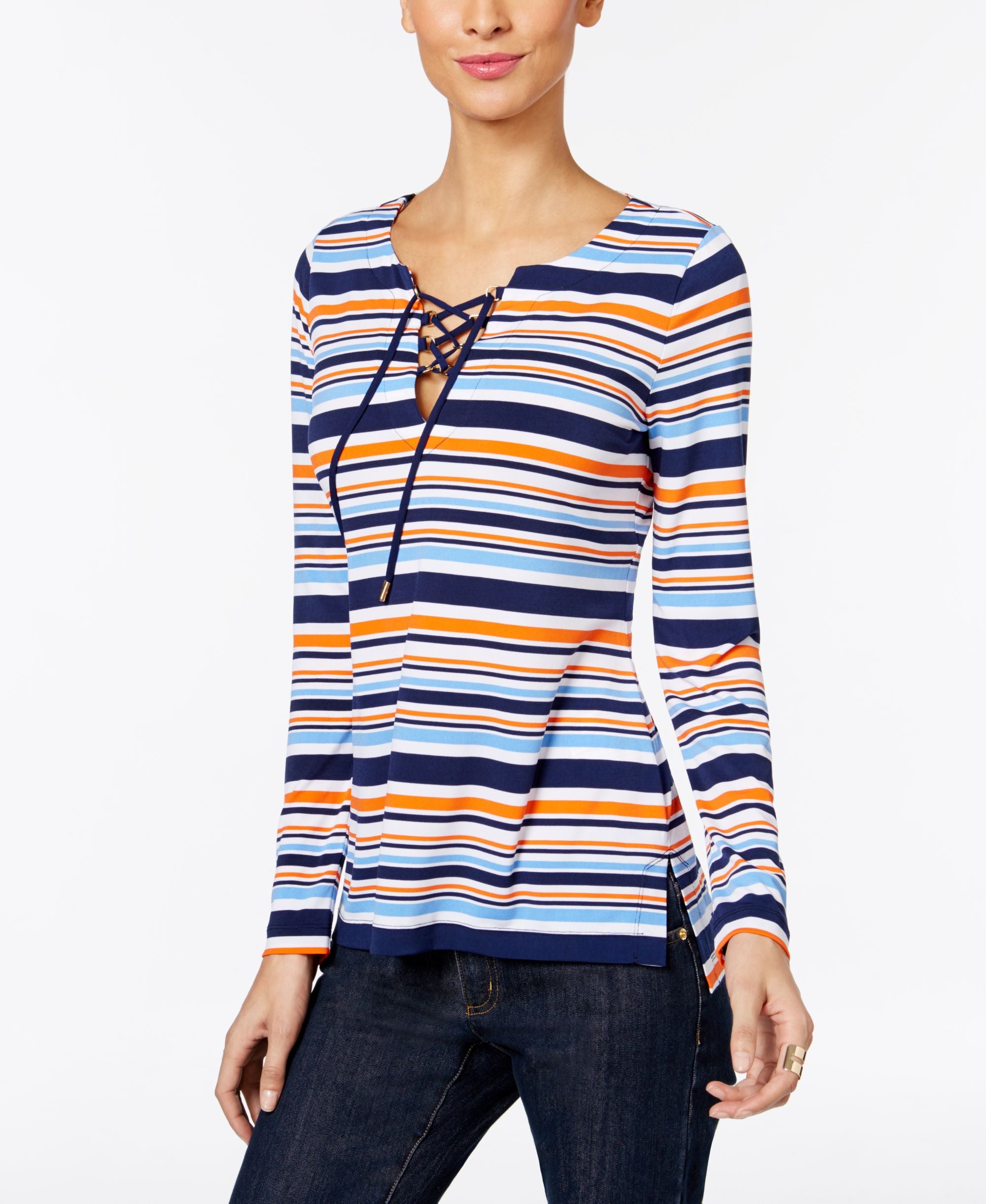 Michael Michael Kors Petite Criollo Striped Lace Up Tunic