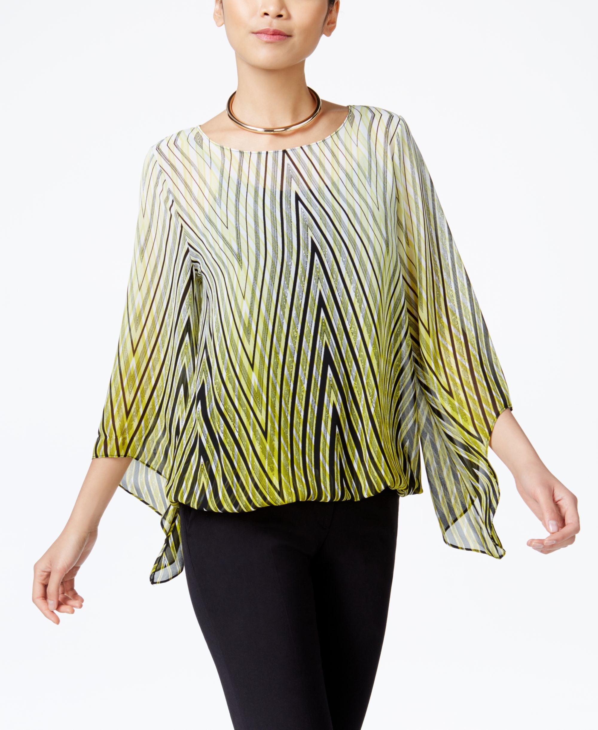 Alfani Petite Printed Blouson Top