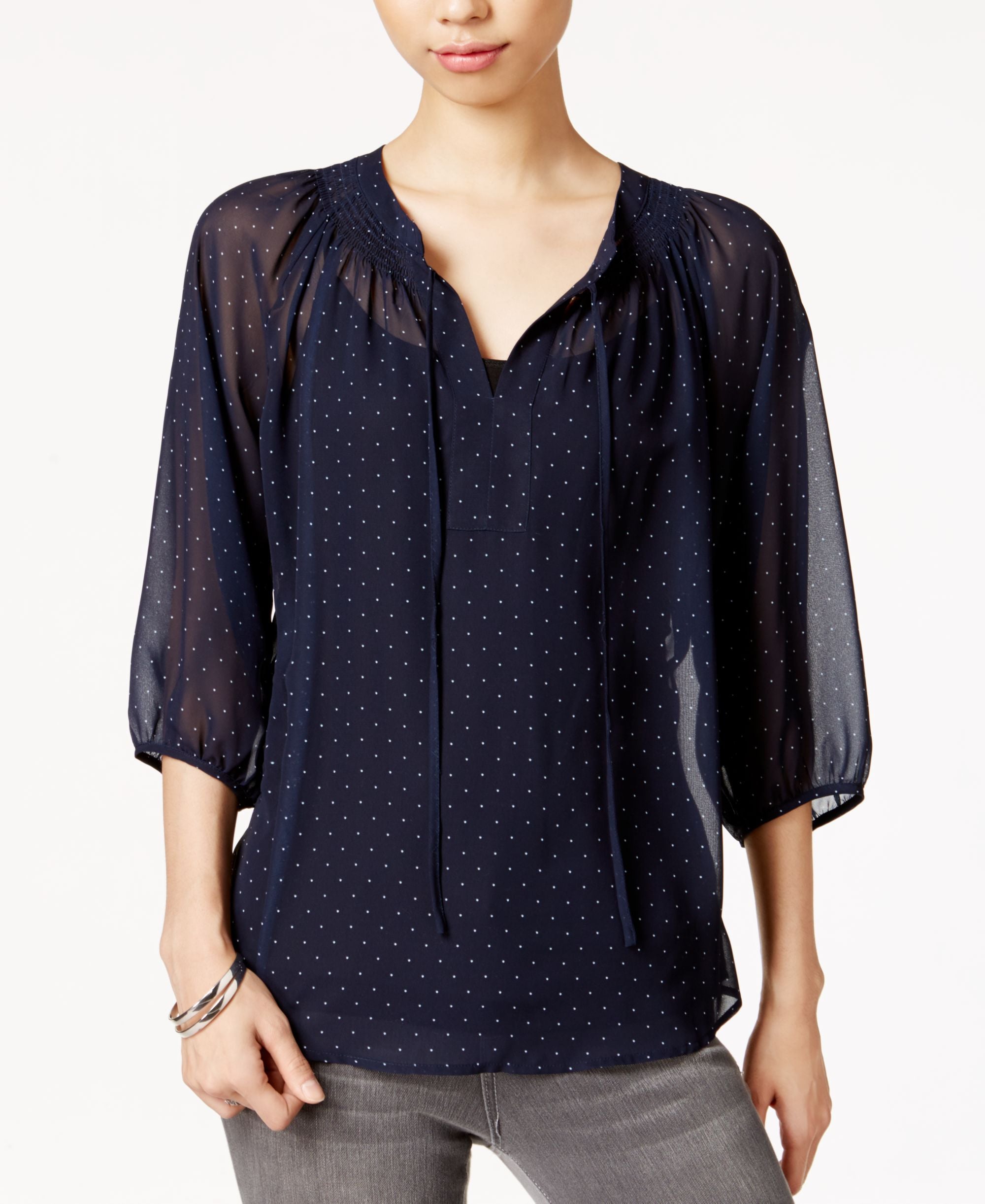 Maison Jules Sheer Polka Dot Top