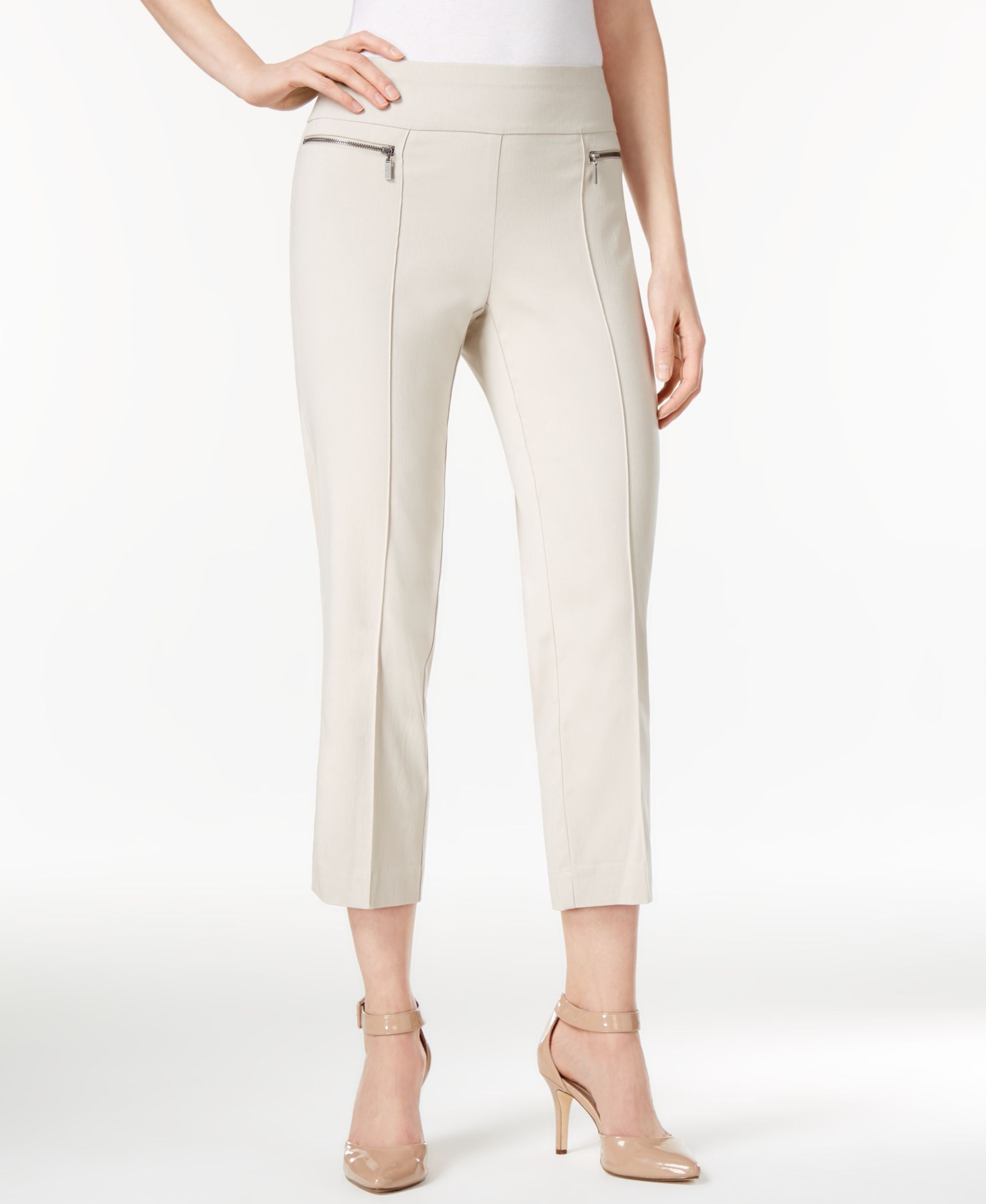Petite Pull-On Faux Zip-Pocket Capri Pants