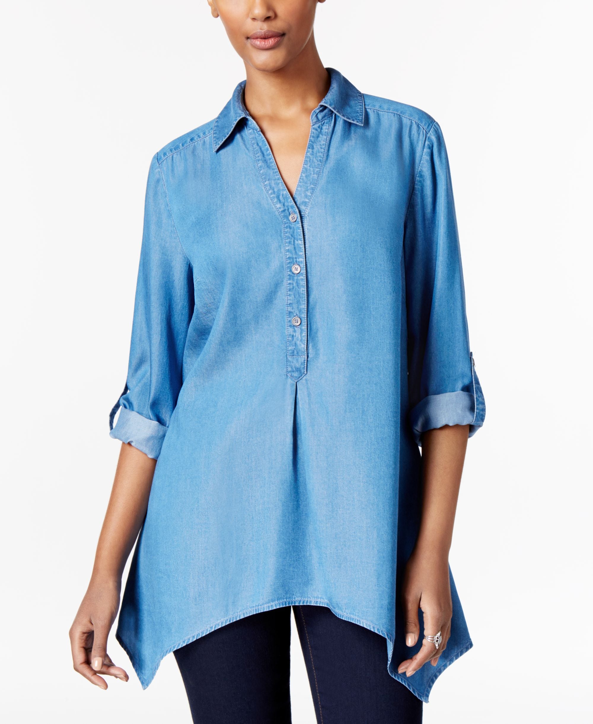 Style & Co High-Low-Hem Denim Tunic