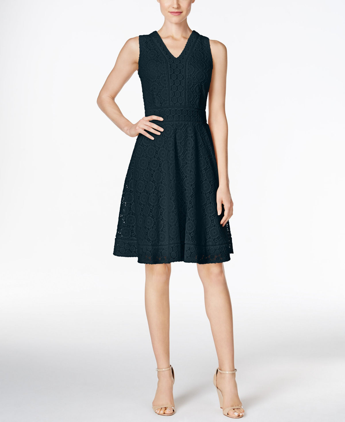Charter Club Petite Lace Fit Flare Dress