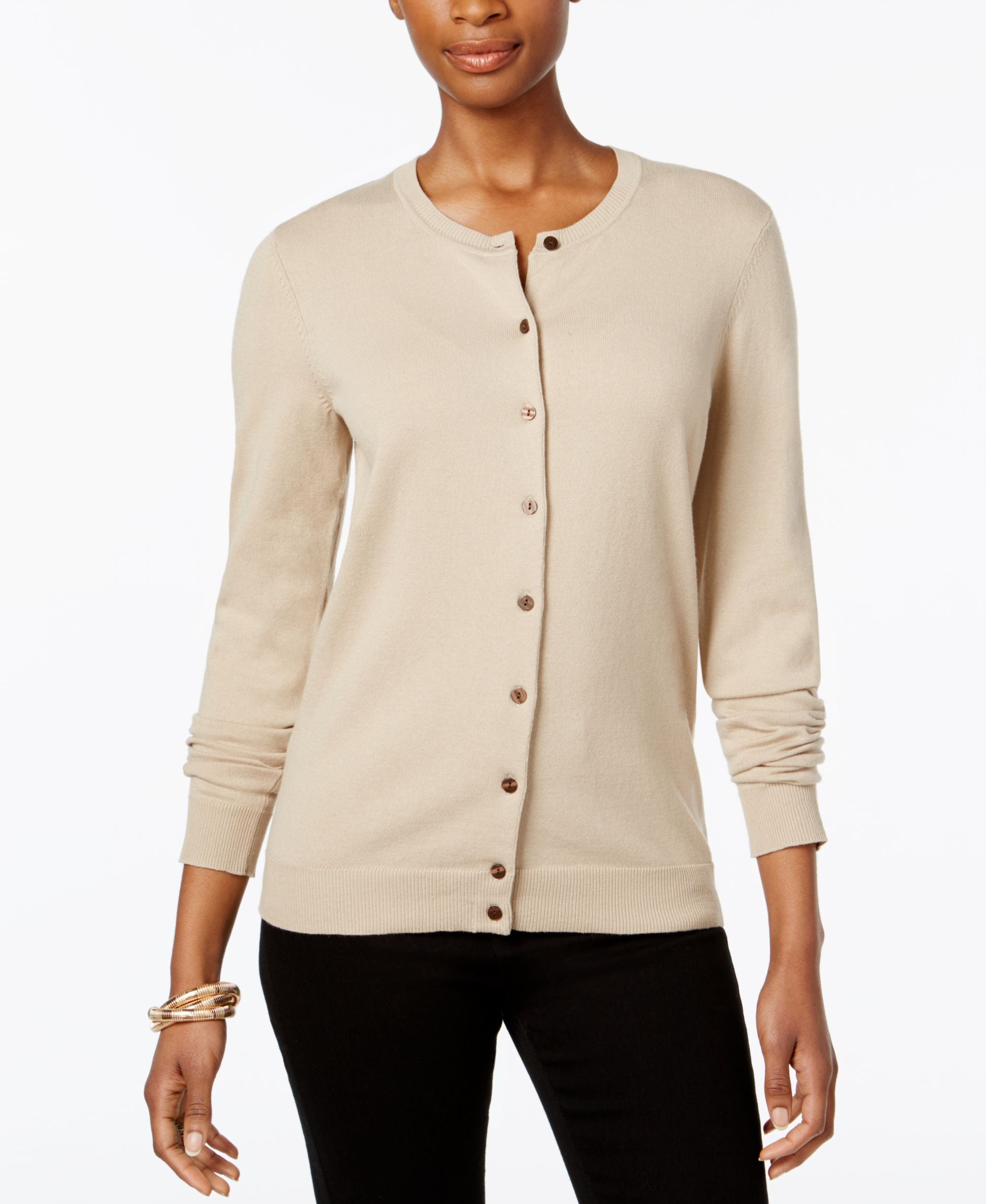 Karen Scott Petite Crew Neck Cardigan