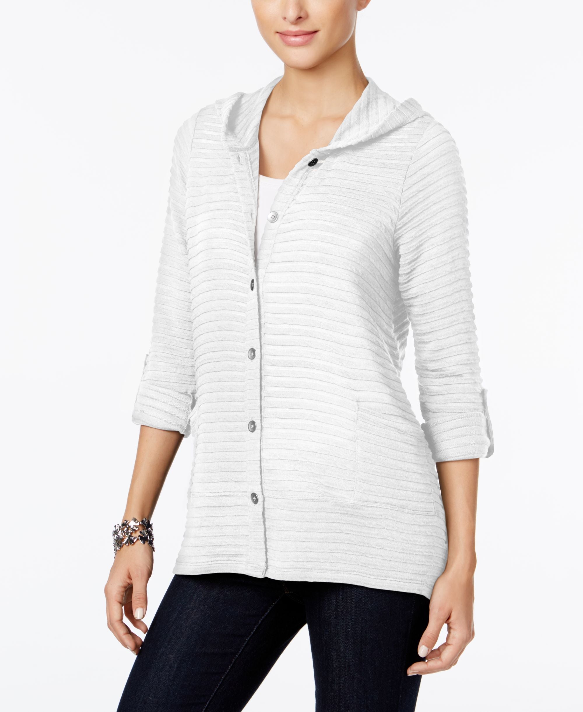 Style & Co Petite Hooded Knit Jacket