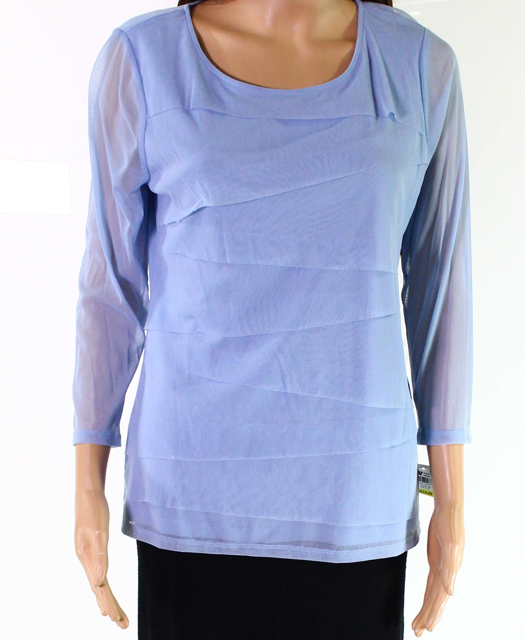 Alfani Womens Scoop Neck Sheer Top