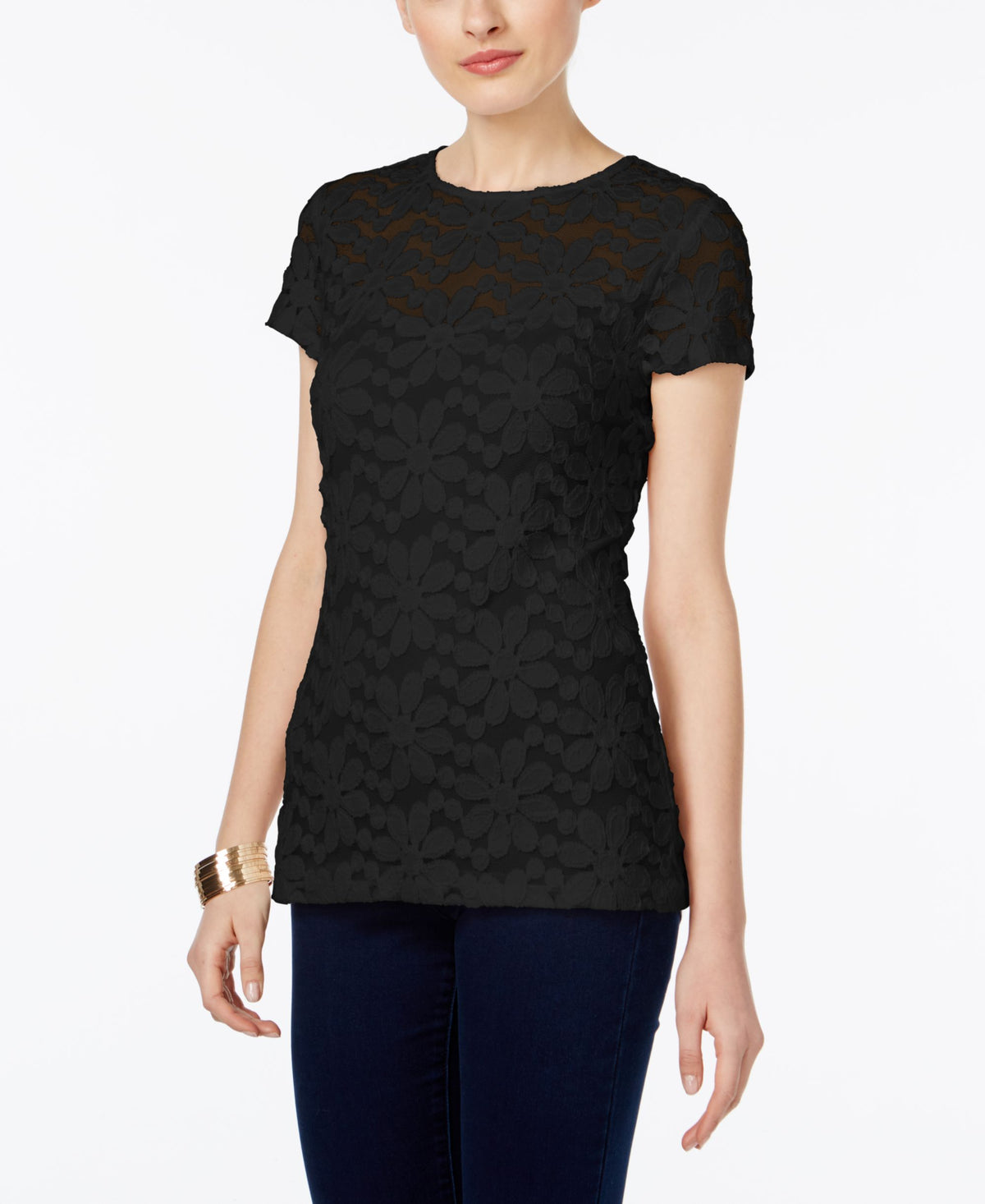 INC International Concepts Lace Illusion Top