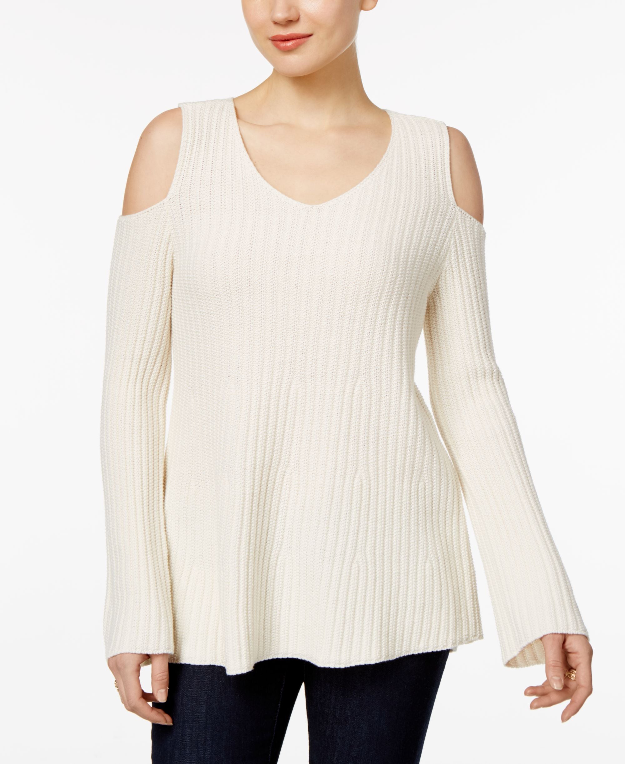 Style & Co Petite Cold Shoulder Sweater