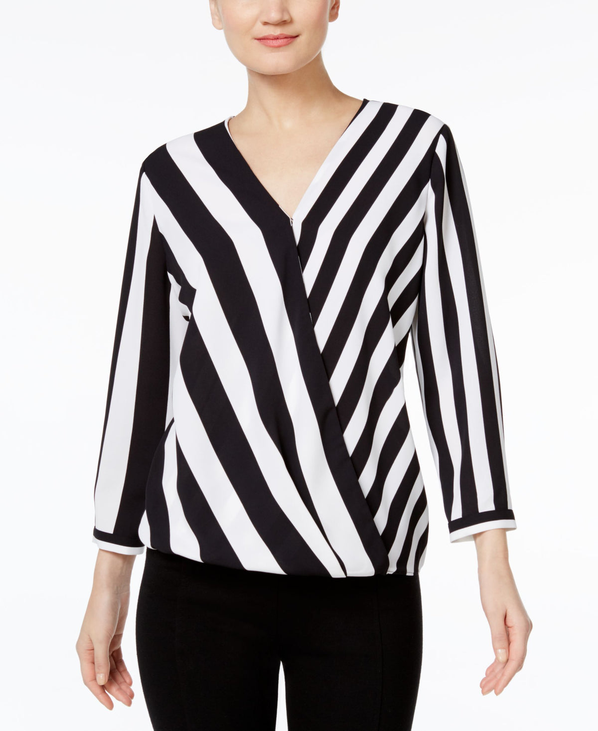 Alfani Striped High Low Blouse