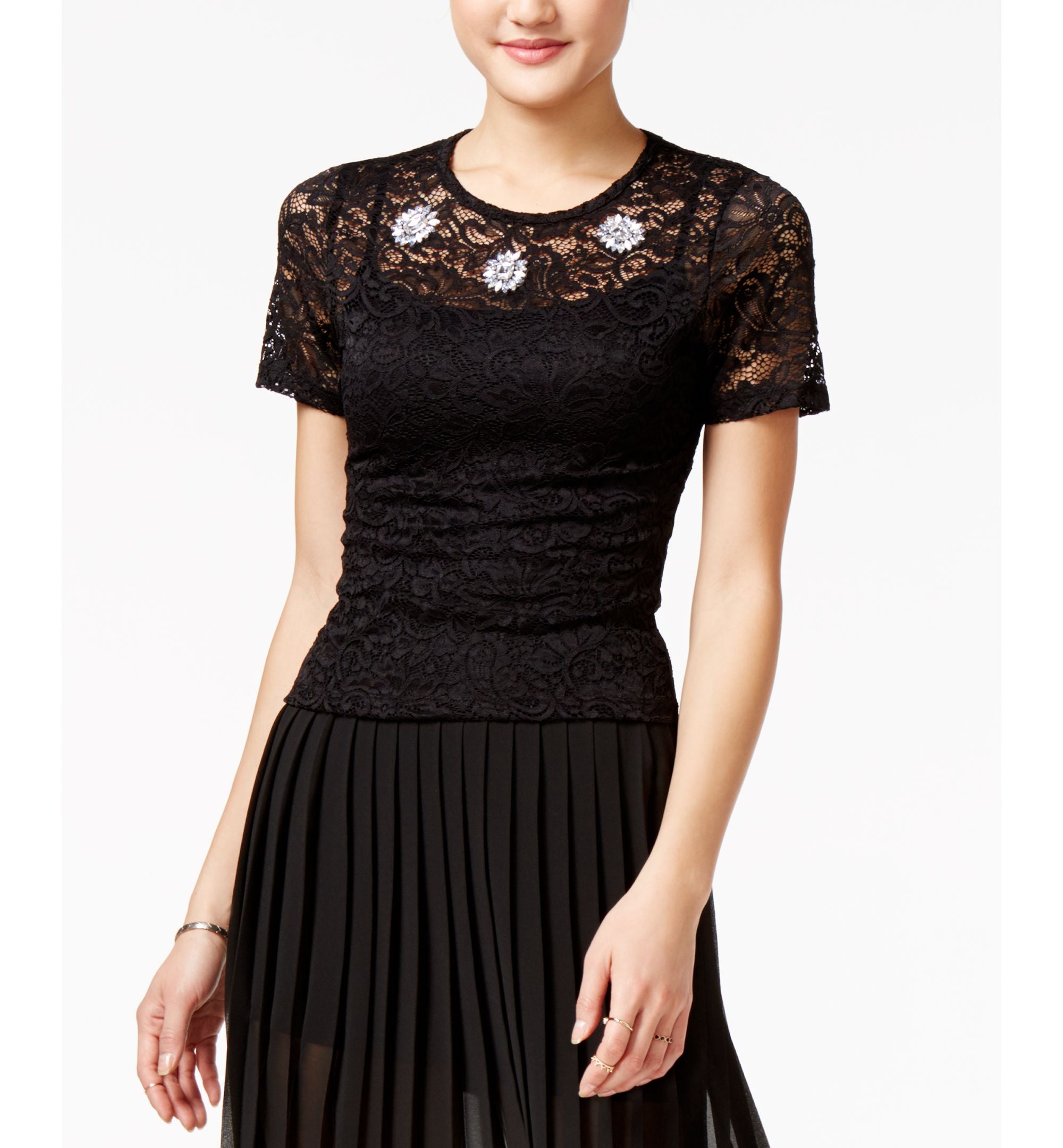 Shift Juniors Embellished Lace Top