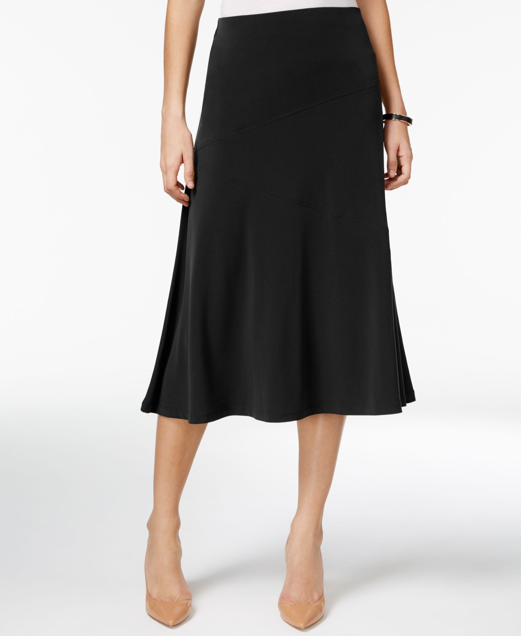 JM Collection Petite Diagonal Seam Midi Skirt