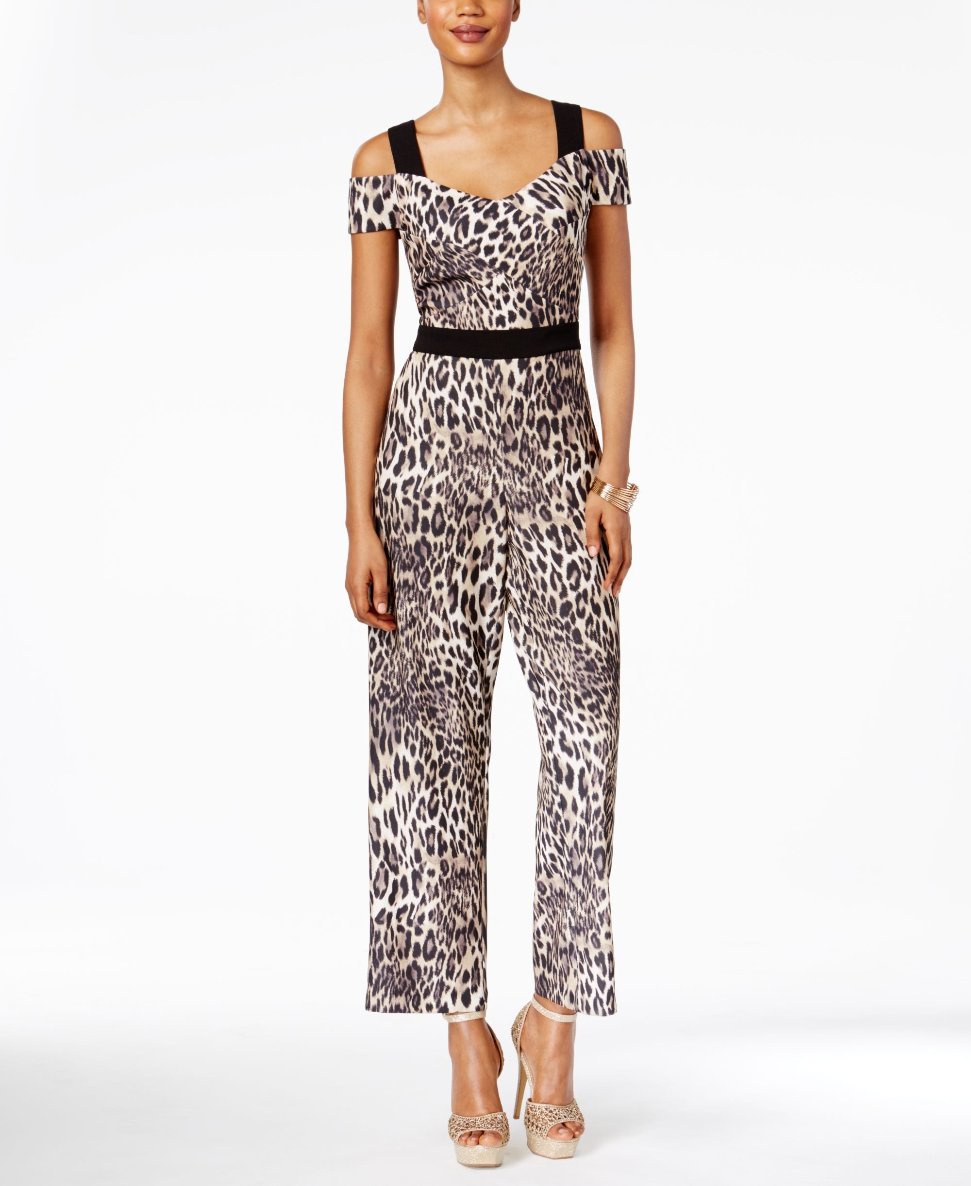Thalia Sodi Off The Shoulder Printed Jumpsuit